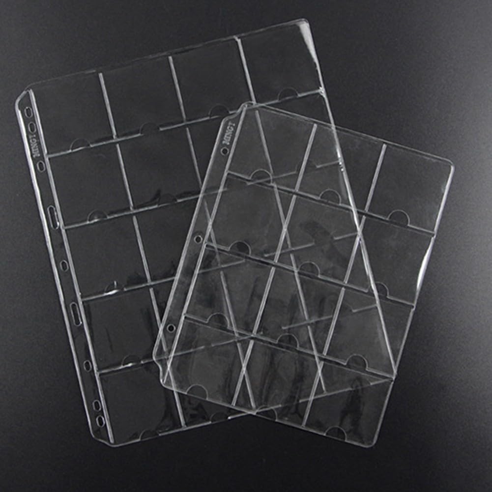10 Fogli Portamonete In PVC Trasparente Per Collezionisti - 42 Tasche Ciascuno, Per Album A 3 Anelli, 28x28mm