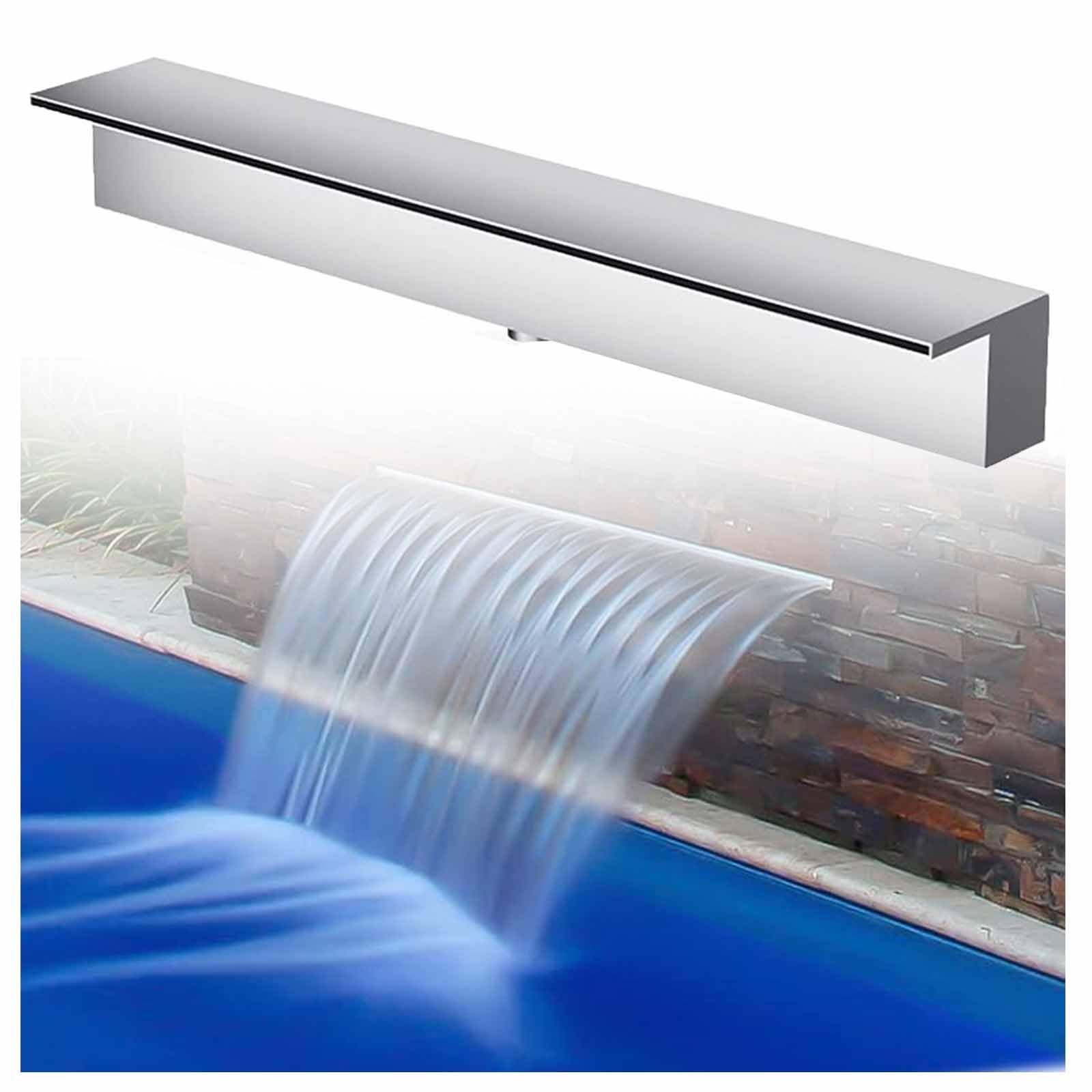 Kit de déversoir pour Cascade extérieure avec Tuyau ondulé, élégant déversoir en Acier Inoxydable - 150 cm (59 po), élément décoratif extérieur pour bassins et aménagements paysagers, concep