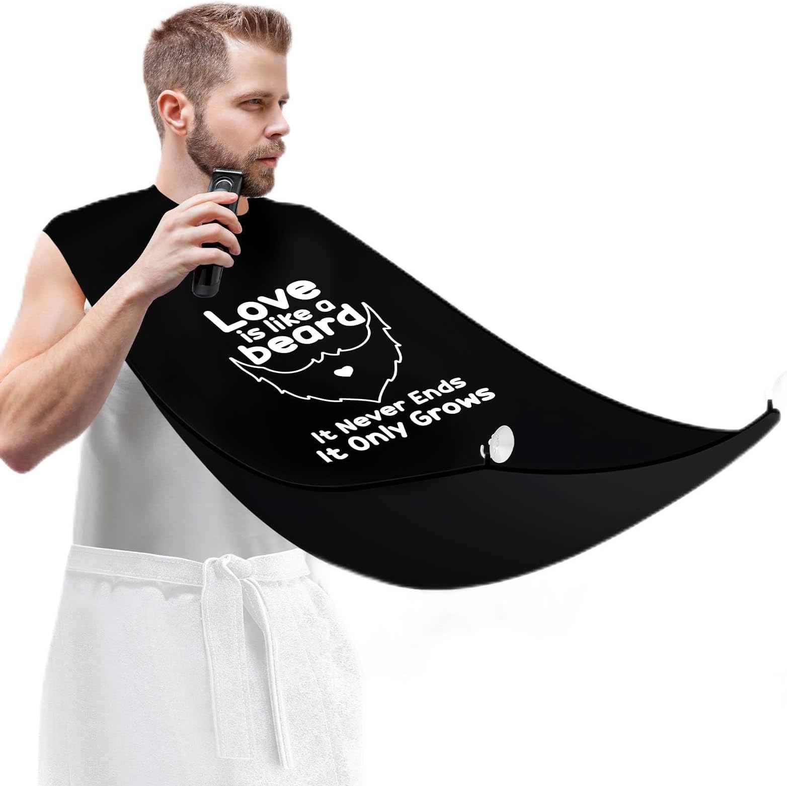 Beard Bib Shaving Apron, Mens Gift for Husband Dad, Stocking Stuffers Christmas Birthday Gifts for Men Boyfriend Him (Love)
