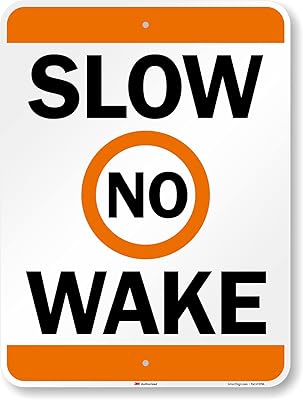SmartSign 24 x 18 inch “Slow - No Wake†Metal Sign, 80 mil Aluminum, 3M Laminated Engineer Grade Reflective Material, Orange, Black and White