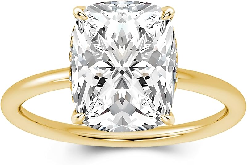 Effinny 925 Silver 2.5/3.5ct Cushion Cut Moissanite Engagement Ring