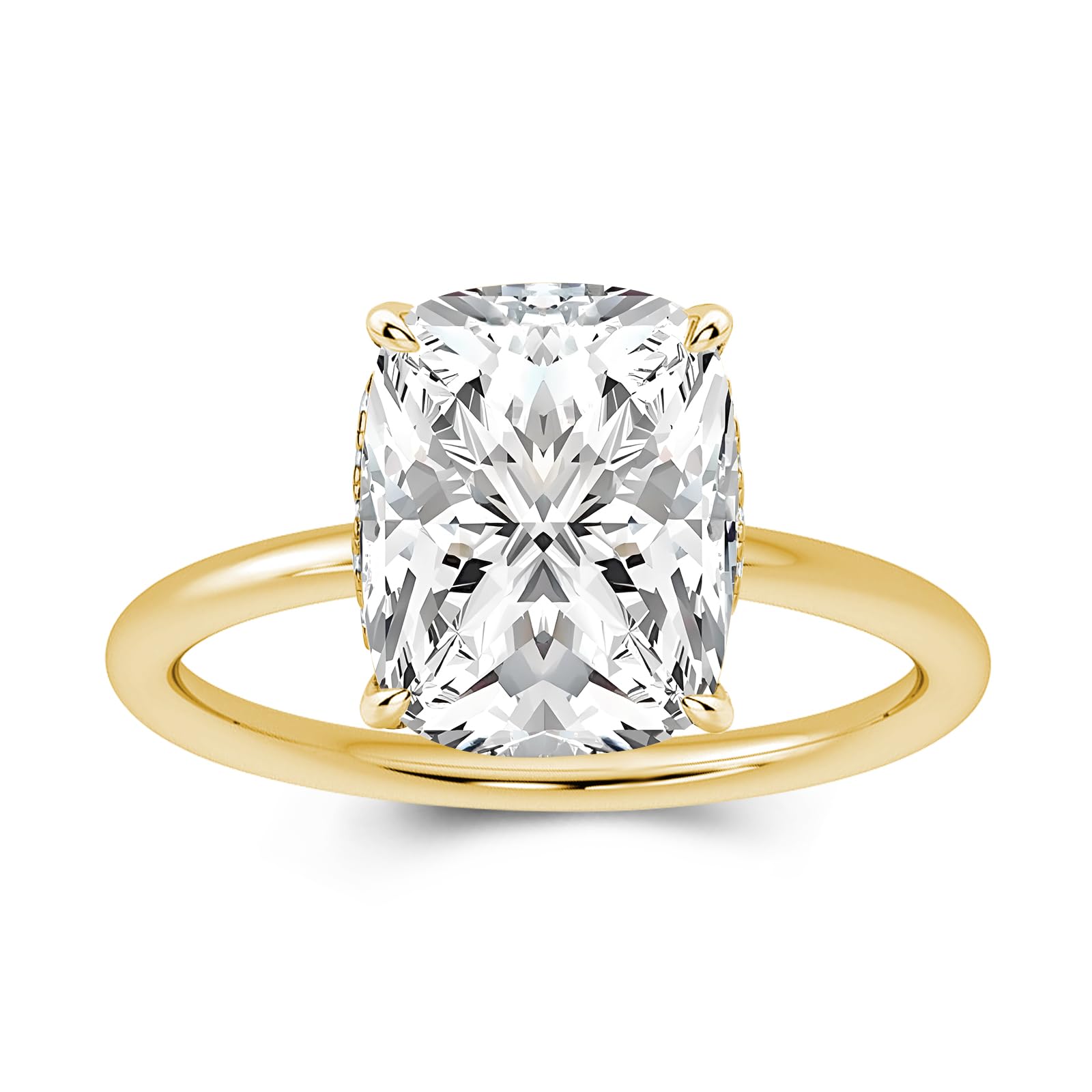 Effinny 2.5/3.5ct Elongated Cushion Cut Moissanite Engagement Ring,Genuine D Color VVS1 Clarity,925 Sterling Silver Solitaire Promise Ring for Wedding