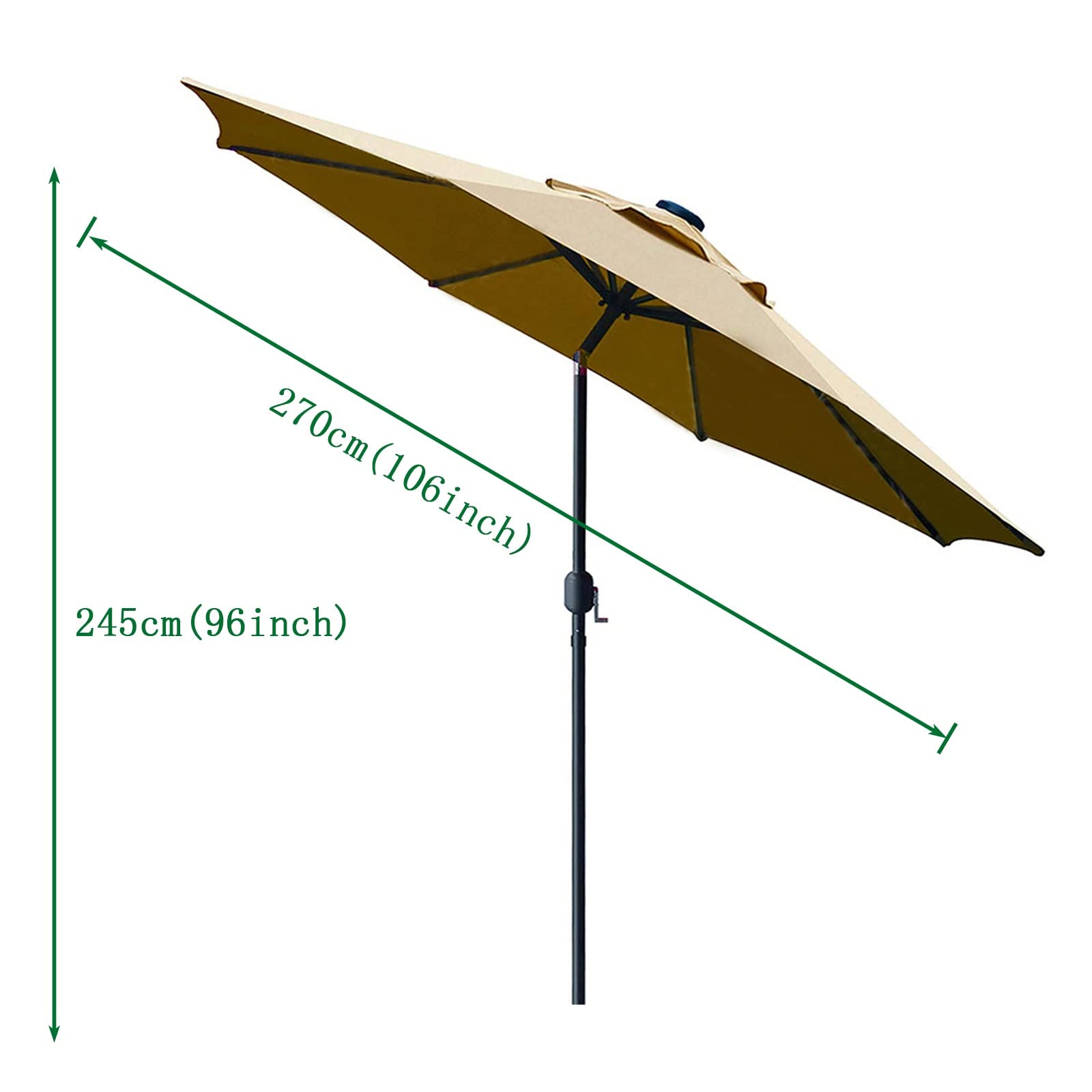 CLSDRZC Garden Parasol, Sun Waterproof, Rain Windproof parasol, ochrona przeciwsłoneczna, z pochyleniem i korbą, na balkon, stoliki jadalni, ogrody, S, decing, na zewnątrz