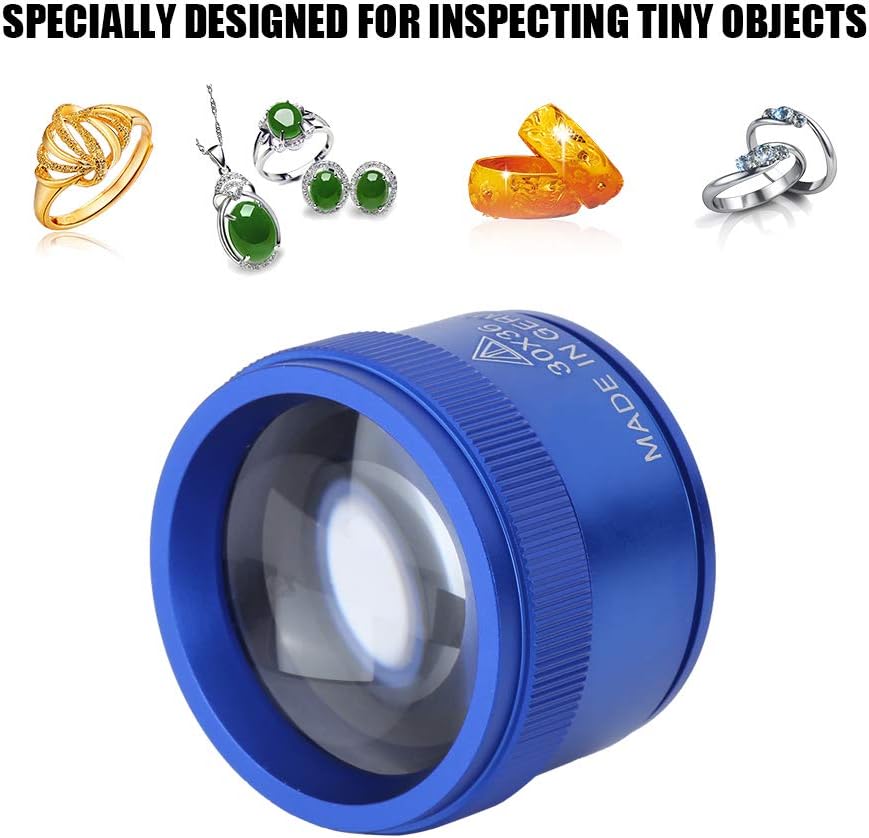 Jewelers Loupe, Jewelry Loop Magnifier, Handheld 30X Magnifying Glass Portable Pocket Magnifier Jewelry Identification Magnifier for Antiques Identification Jewelry Stamps