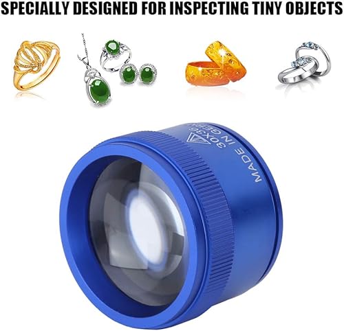 Miniatura 8 de Jewelers - Lupa de bucle de joyería, lupa de mano 30X, lupa de bolsillo portátil, lupa de identificación de joyas, para antigüedades, sellos de
