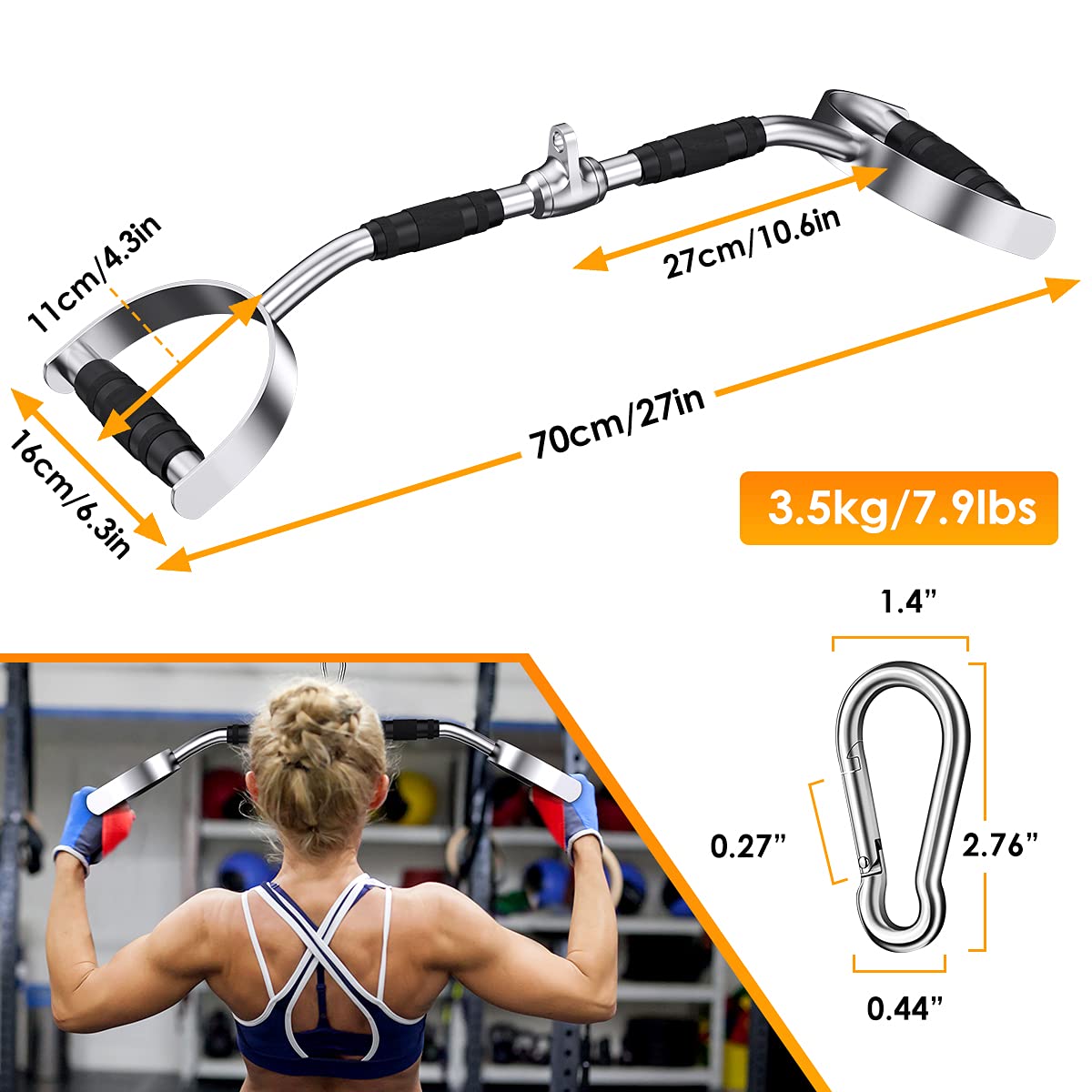 Ulalov LAT Pull Down Bar with Handls, Pull Down Machine Attachments