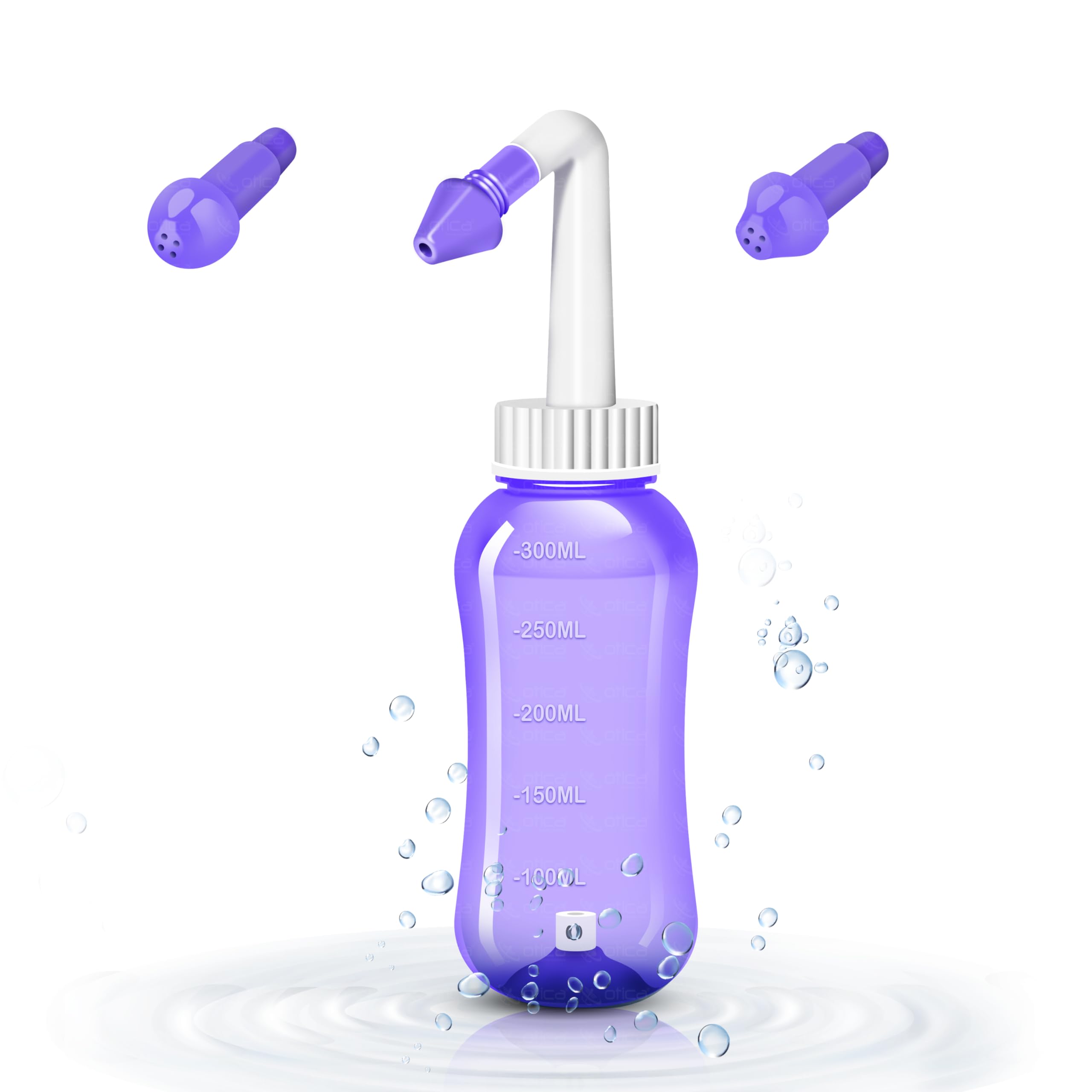 OTICA 300ml Jal Neti Pots Bottle for Sinus BPA Free Rinse Nose Yoga Pressure Cleaner Nasal Irrigation Wash Bottle System for Adult & Kid