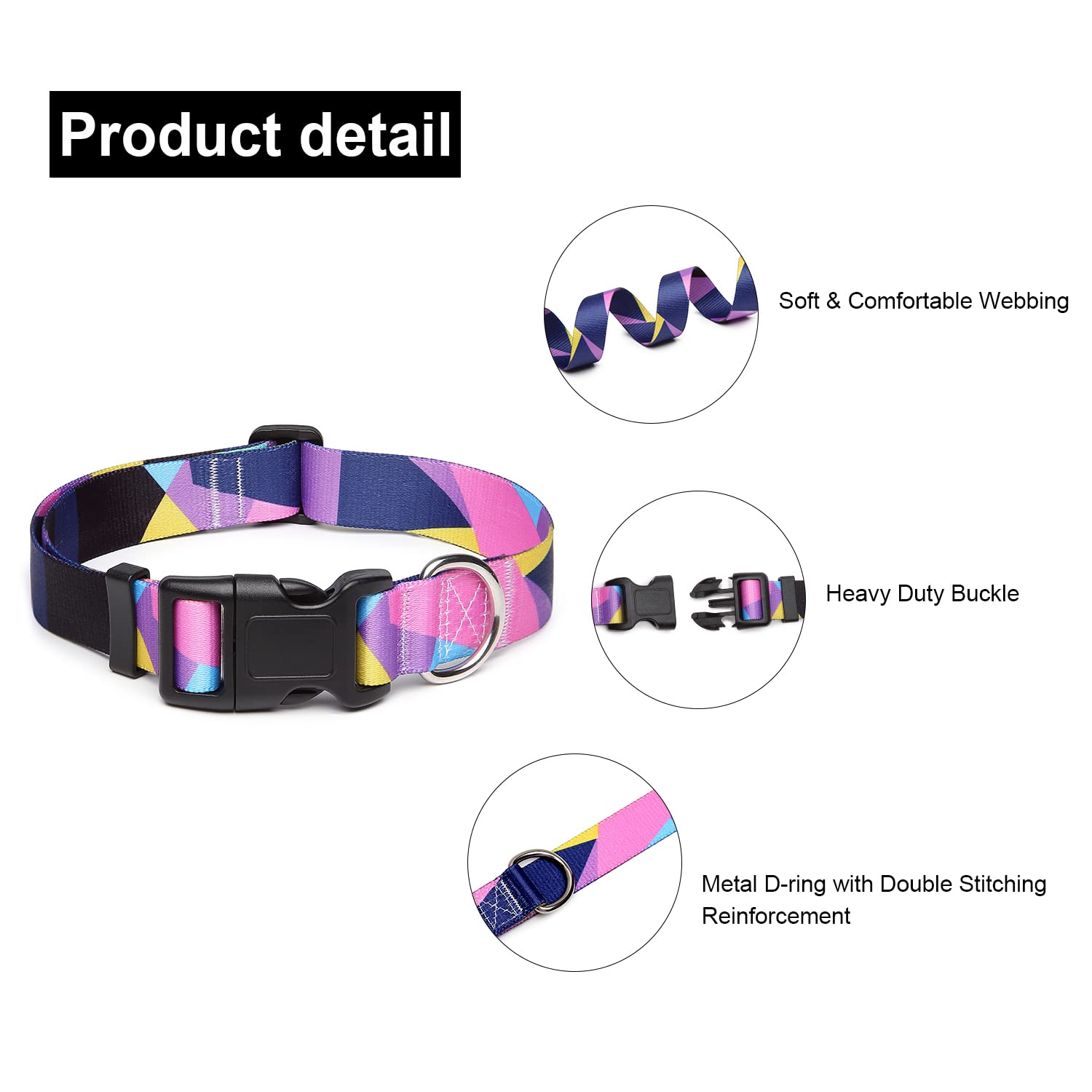 Adjustable Dog Collar with Patterns, Ultra Comfy Soft Nylon Breathable Pet Collar for Small Medium Large Dogs (L, Floral Orange) — view 35