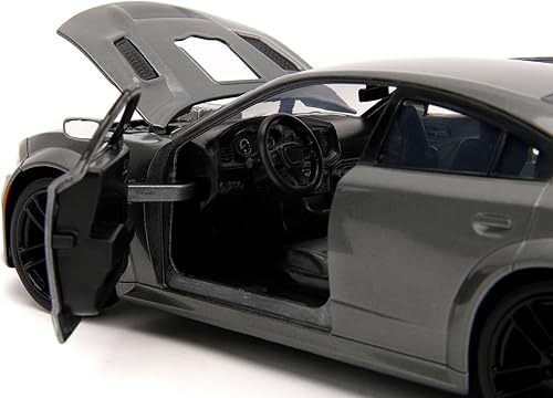 Miniatura 8 de Jada Toys - Dodge Charger rápido y furioso (1:24, gris) - Modelo de Fast & Furious 10, 2021 SRT Hellcat Die Cast con piezas de apertura, 7.5 in, a