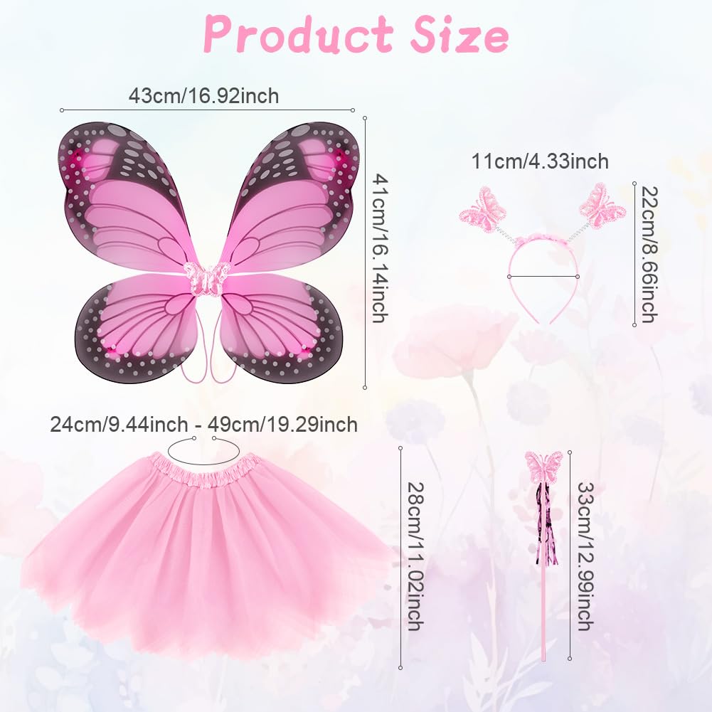 AYBUY Kids Butterfly Wings Costume, Include Fairy Wings Tutu Magic Wand & Headband - Image 2