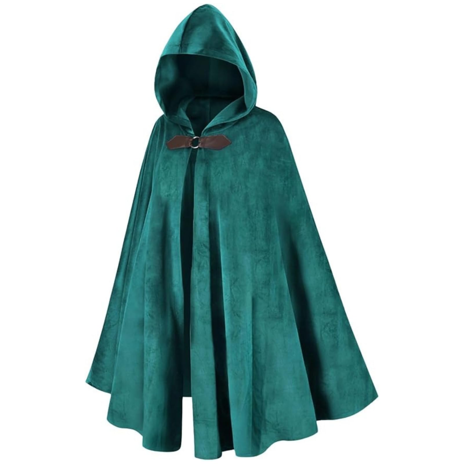 RRCBMD Mens Renaissance Medieval Hooded Cloak Victorian Steampunk Costume Cosplay Lake blue-100CM - Image 4