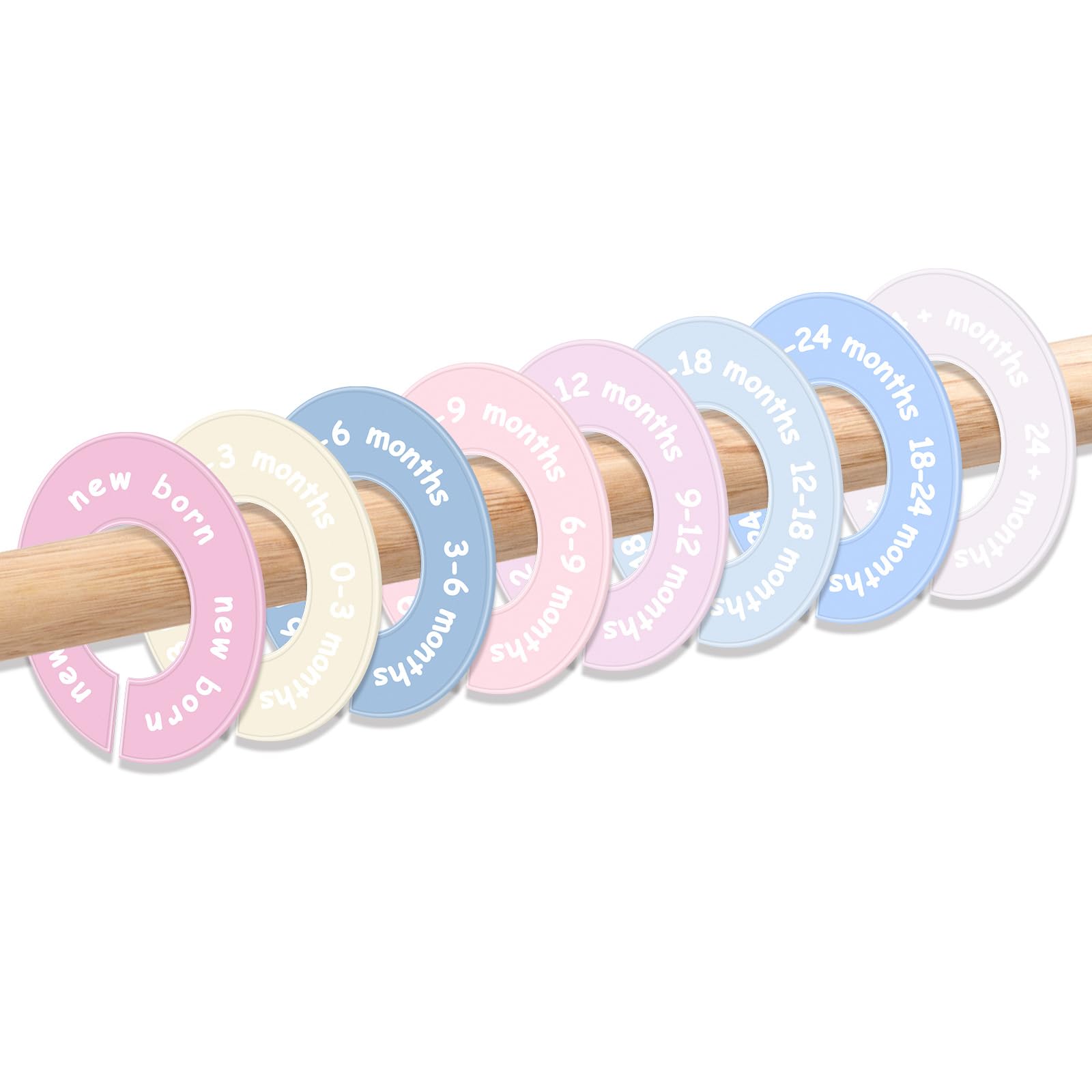 Yoshiky 8 Pcs Baby Closet Dividers for Clothes Round Baby Size Clothes Dividers for Closet Rod Nursery Closet