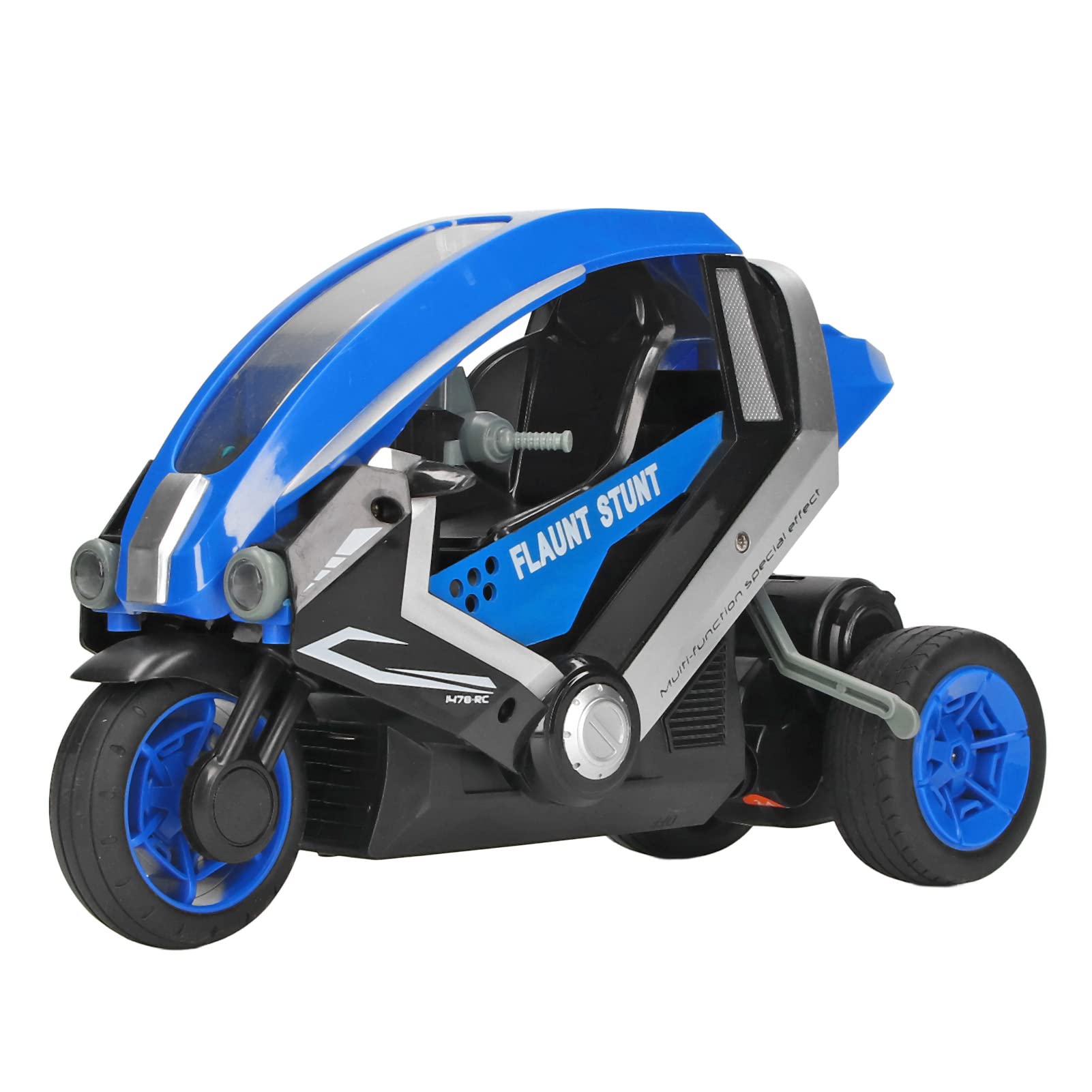 VGEBY RC Drift Moto, Échelle 1:8 Haute Vitesse 3 Roues Télécommande Stunt Moto pour Enfants Enfant pour Extérieur Intérieur(Bleu)