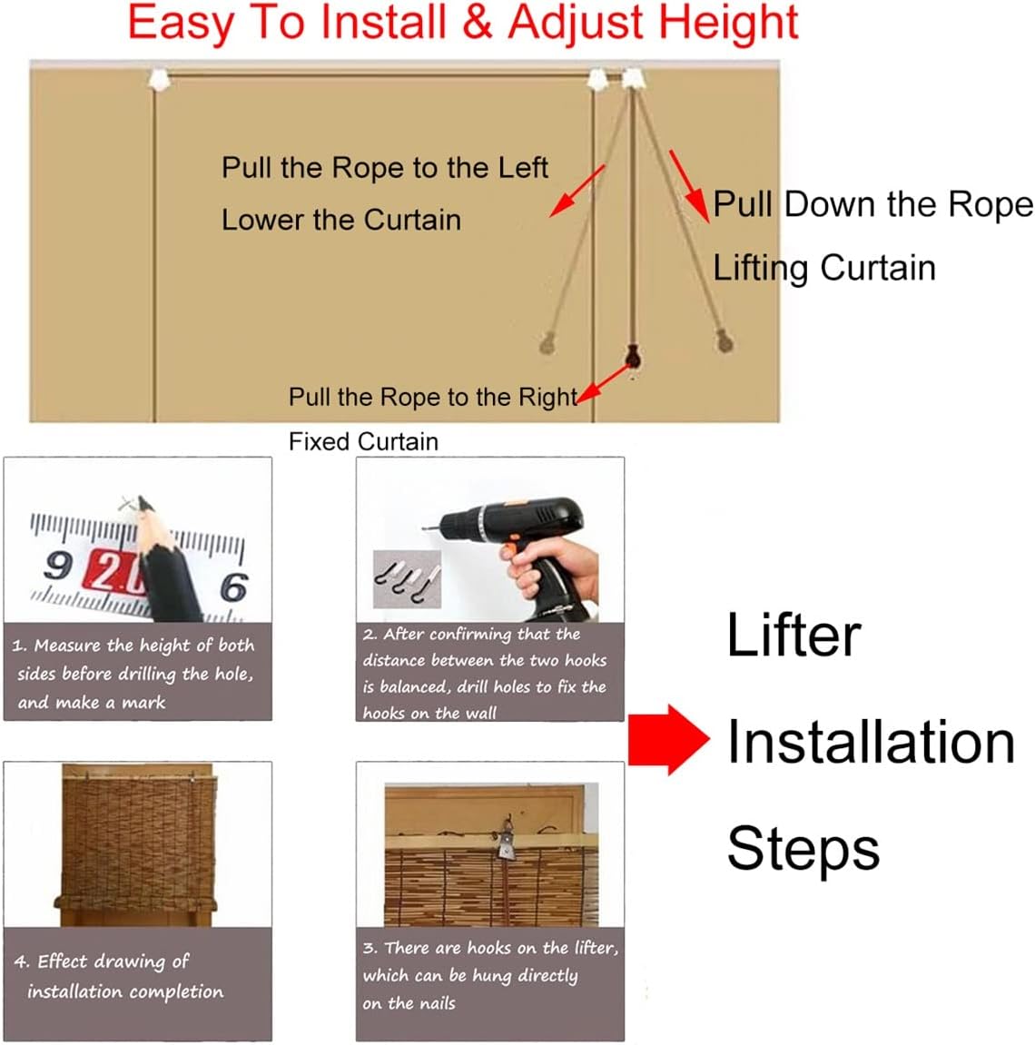 屋内 竹すだれ ロールスクリーン 葦のカーテン 竹製スクリーン 手編み竹簾 すだれ・ブラインド・目隠し・間仕切り天然竹ローラーブライ