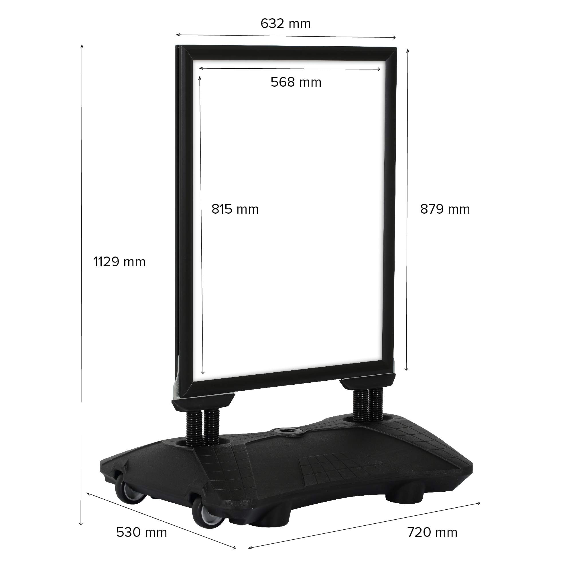Plakatständer WindPro® SLIM | Kundenstopper OUTDOOR in DIN A1 | Plakataufsteller A1 wetterfest in schwarz | Aufsteller Werbung beidseitig nutzbar für 2 Plakate