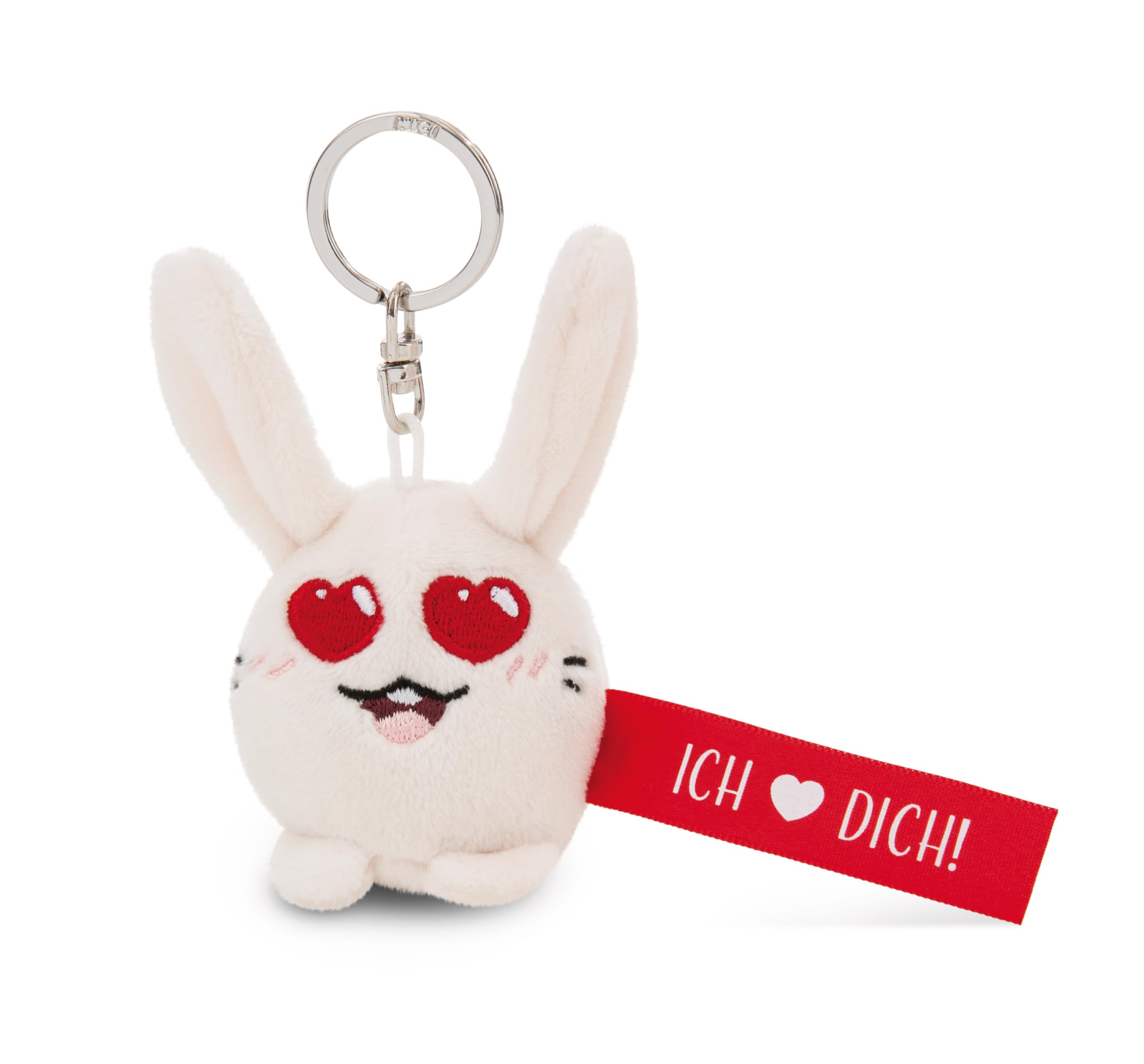 NICI Keyring Rabbit I Heart You 5 cm White Loyal Companion for Backpack or Bag, Key Holder for Small and Large | 62052