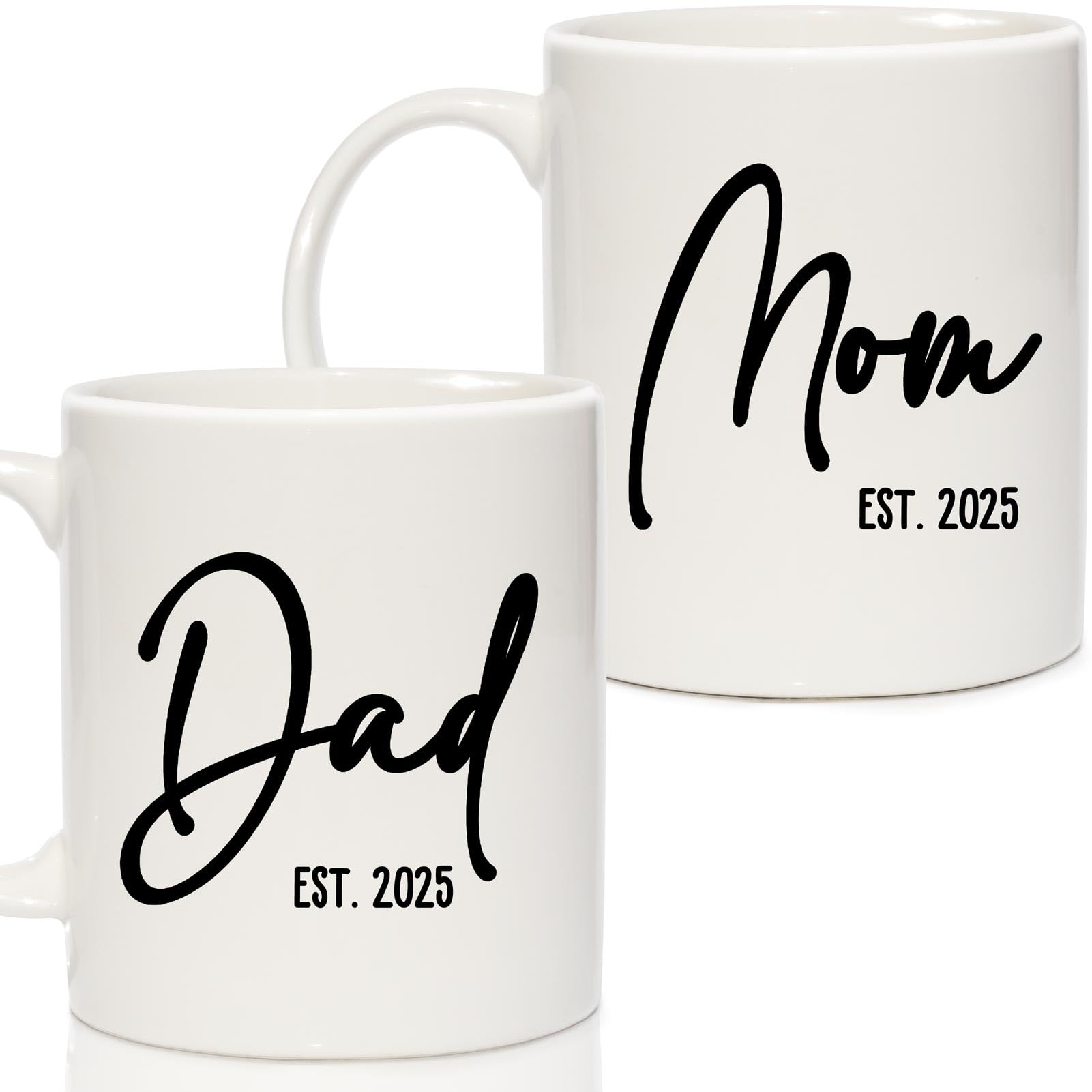 Breezy ValleyNew Parents Gifts for Couples, New Mom Dad Mugs Est 2025 Cup - Expecting Parents Dad Mom to Be Gifts for 1st First Time, Baby Shower Gender Reveal Gift