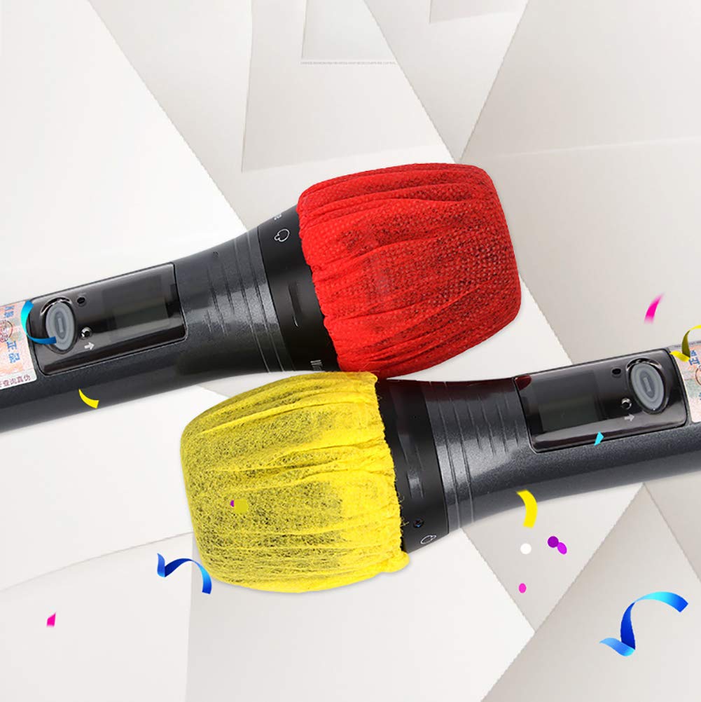 GSHLLO 100 fundas desechables no tejidas para micrófono de mano, protector de parabrisas, color rojo y amarillo