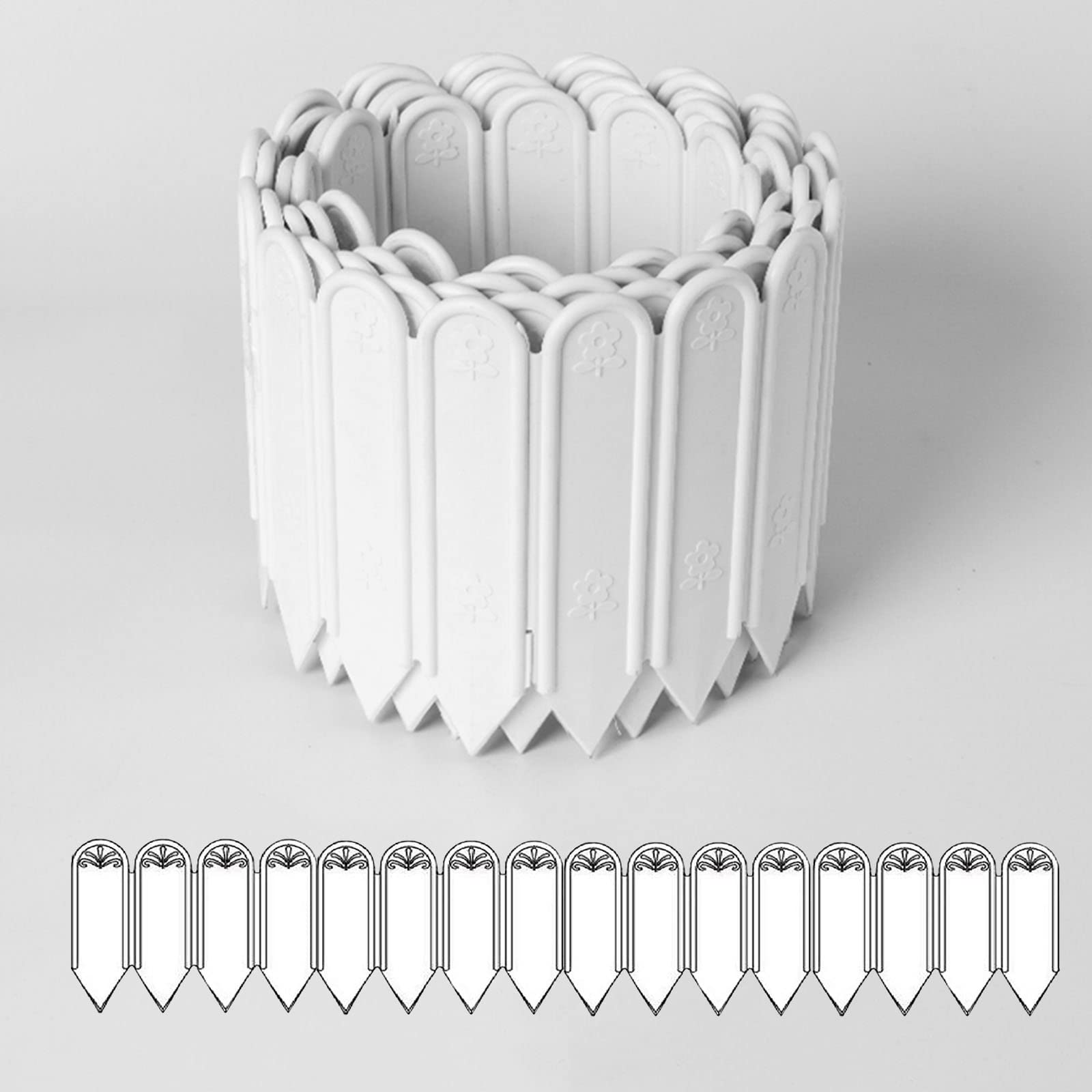 Bordo per Giardino Prato, Palizzata Recinzione in Plastica, Recinzioni Adatto per Aiuole e Prati, Bordo in plastica, 4m/6m, Altezza: 22cm, Bianco, Nero, Marrone, Verde