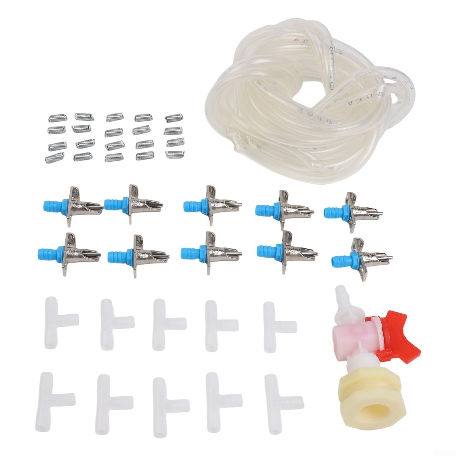 Kit de riego automático para conejos, con 10 bebederos, manguera de 5 m y conector de cubo, sistema de riego de animales pequeños para conejos, cobayas, pollos y mascotas