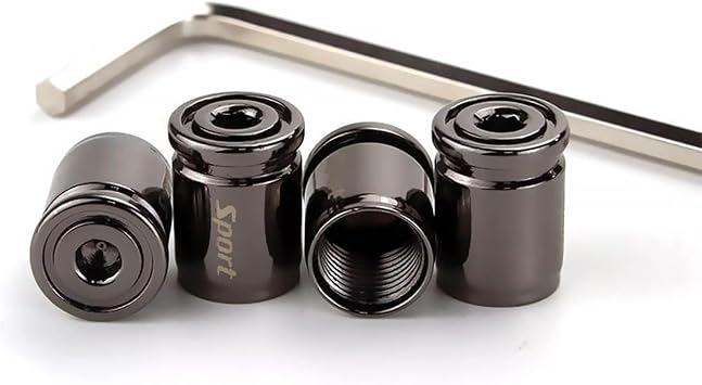 Dust Caps for Car Tyres Tyre Valve Caps, Tire Anti-Theft Valve Cover,4 Pcs Tyre Caps Black,Valve Covers With Rubber Ring For All Cars, Bikes, Motorbikes, Black, Titanium Material