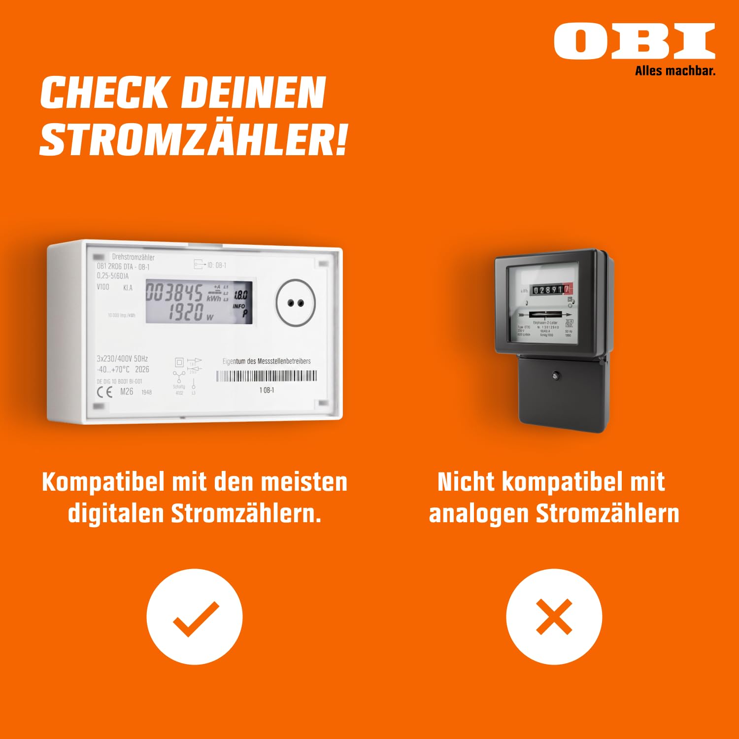 OBI ENERGY TRACKER - Smarter Stromzähler Ausleser | Strommessgerät & Stromverbrauchsmesser mit App | Energiemessgerät