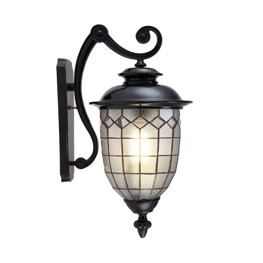 SXSCARKX Rustic Wall Lamp Mediterranean Light Retro Single Lights Aluminum Art Glass Lantern European Personality Lampshade Attic Sconce Garden Landscape Corridor Stair Chandelier E27/E26
