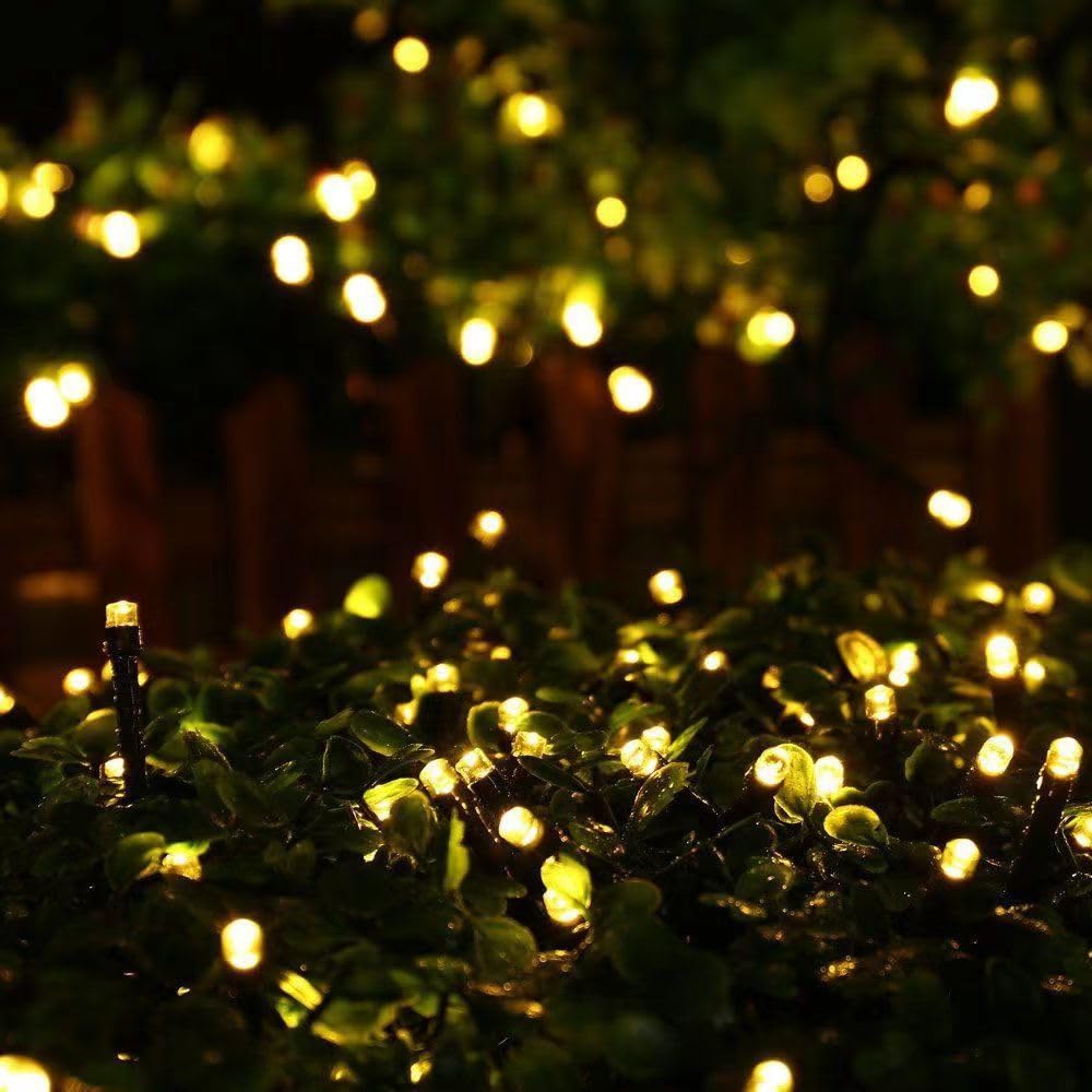 Hiseng Solar Lights Outdoor Garden String, Warm White Fairy Lights LED, Waterproof Solar Powered Lights for Outdoor Decor, Patio, Party and Camping (Lamp Beads,3M)
