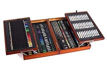 Mont Marte 174-Piece Deluxe Art Set, Art Supplies for Painting and Drawing, Art Kit in Wood Box Includes Acrylic, Oil, Watercolor Paints, Oil Pastels, Color Pencils