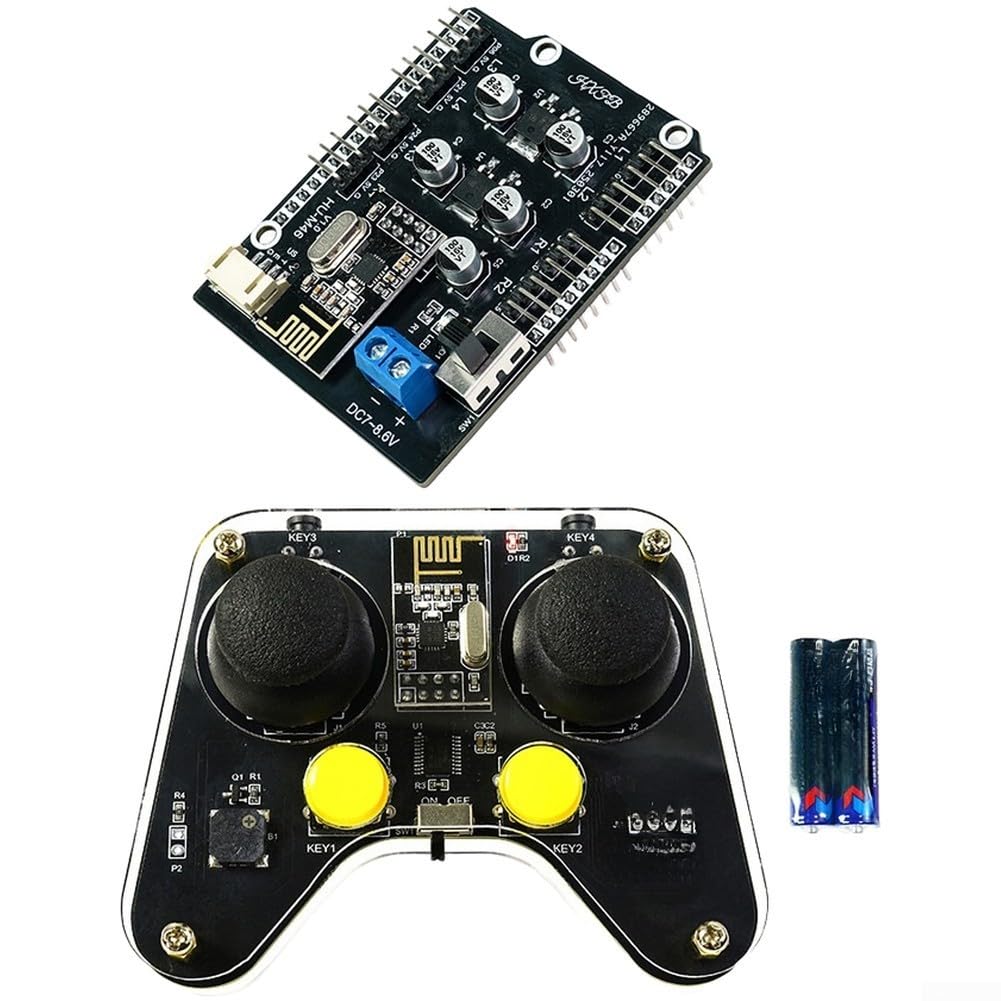 Scudo driver motore passo-passo a 8 canali per progetti di robotica Arduino con telecomando 2,4 G e supporto sensore di prevenzione degli ostacoli, compatto 68 x 53 mm (B)