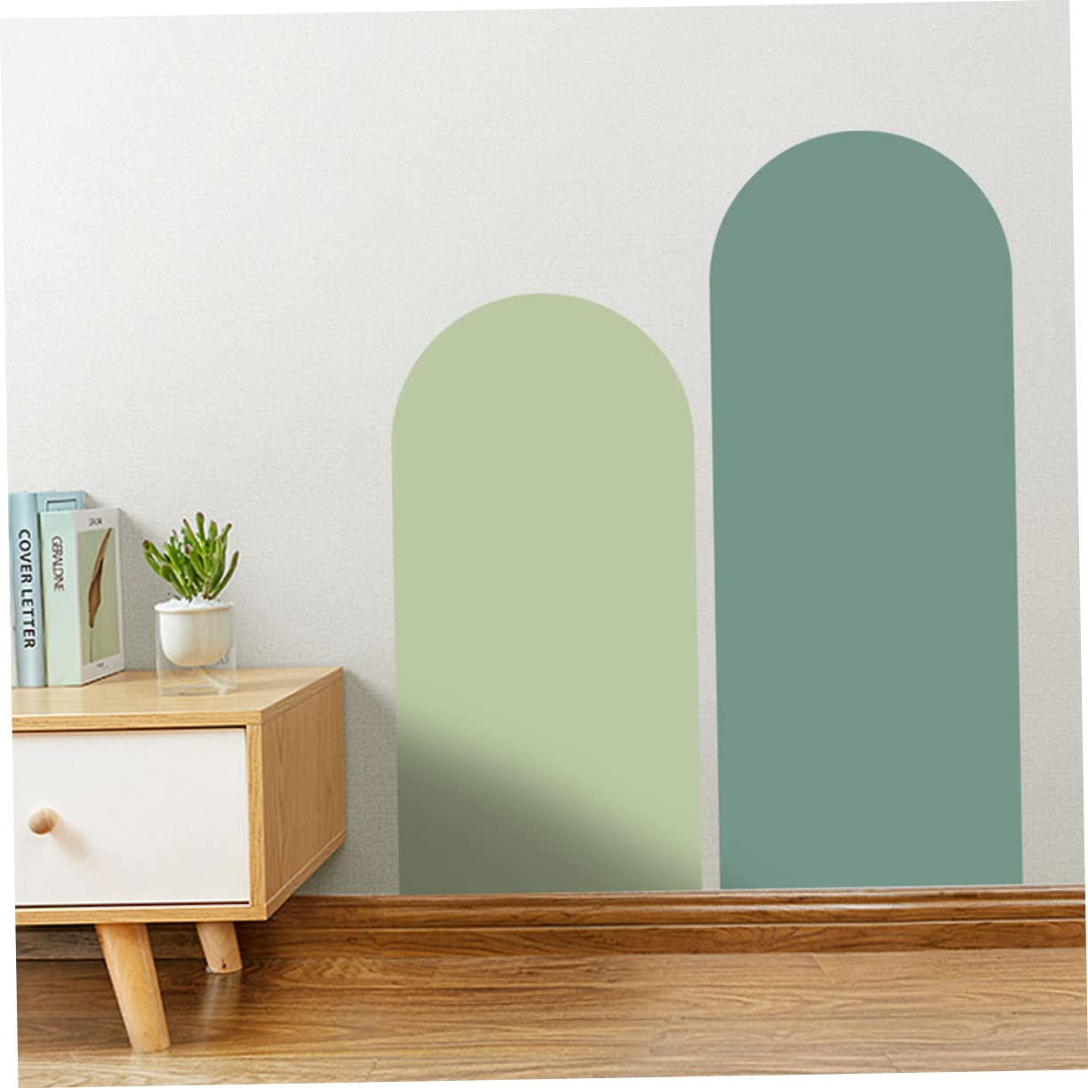 Adesivi Murali ad Arco Artistici in PVC Verde, 2 Pezzi