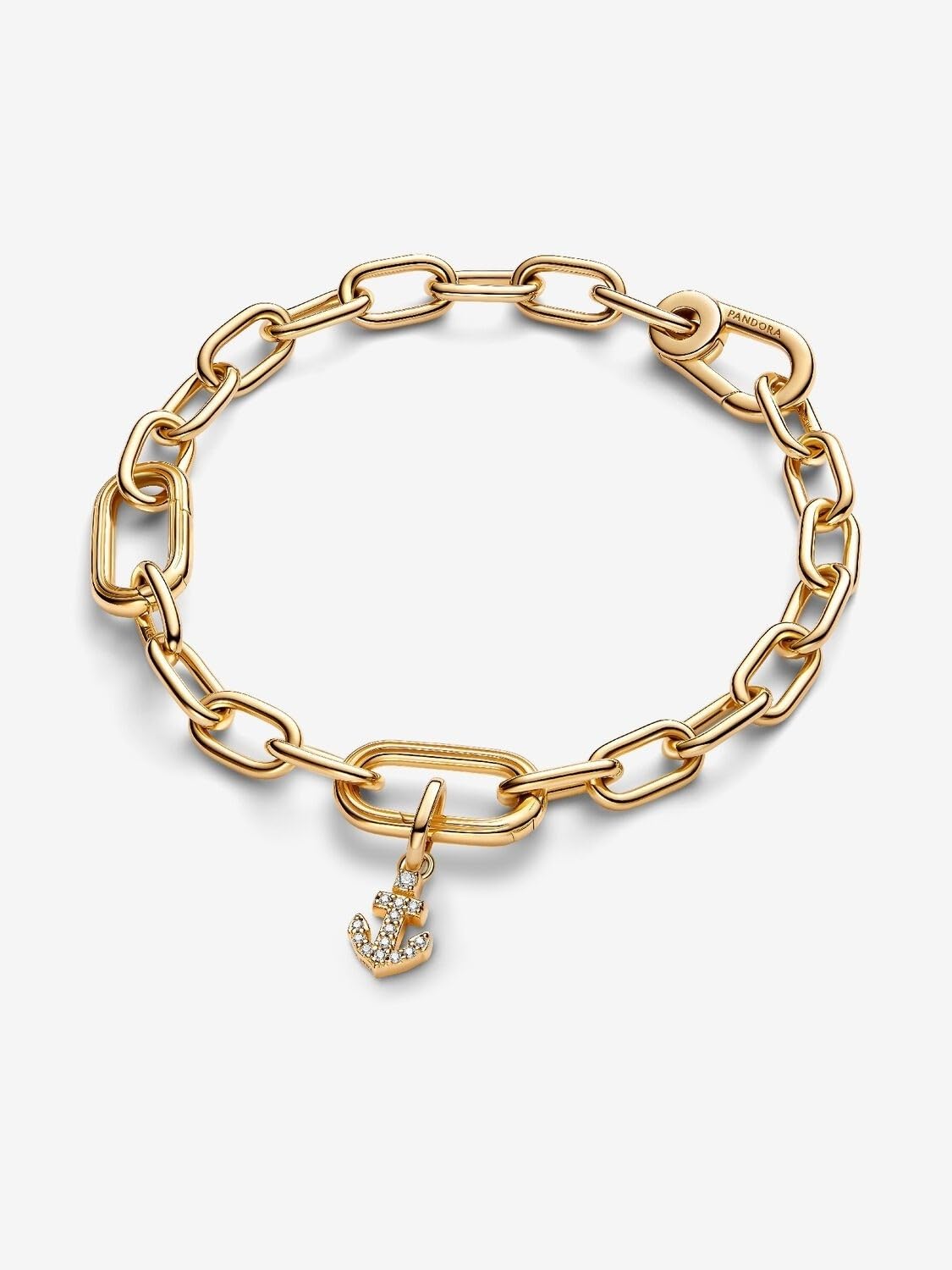 PANDORA ME Anker Mini-Charm-Anhänger aus Sterling Silber mit vergoldeter Metalllegierung und Zirkonia, Kompatibel ME und Moments Armbändern, 763369C01