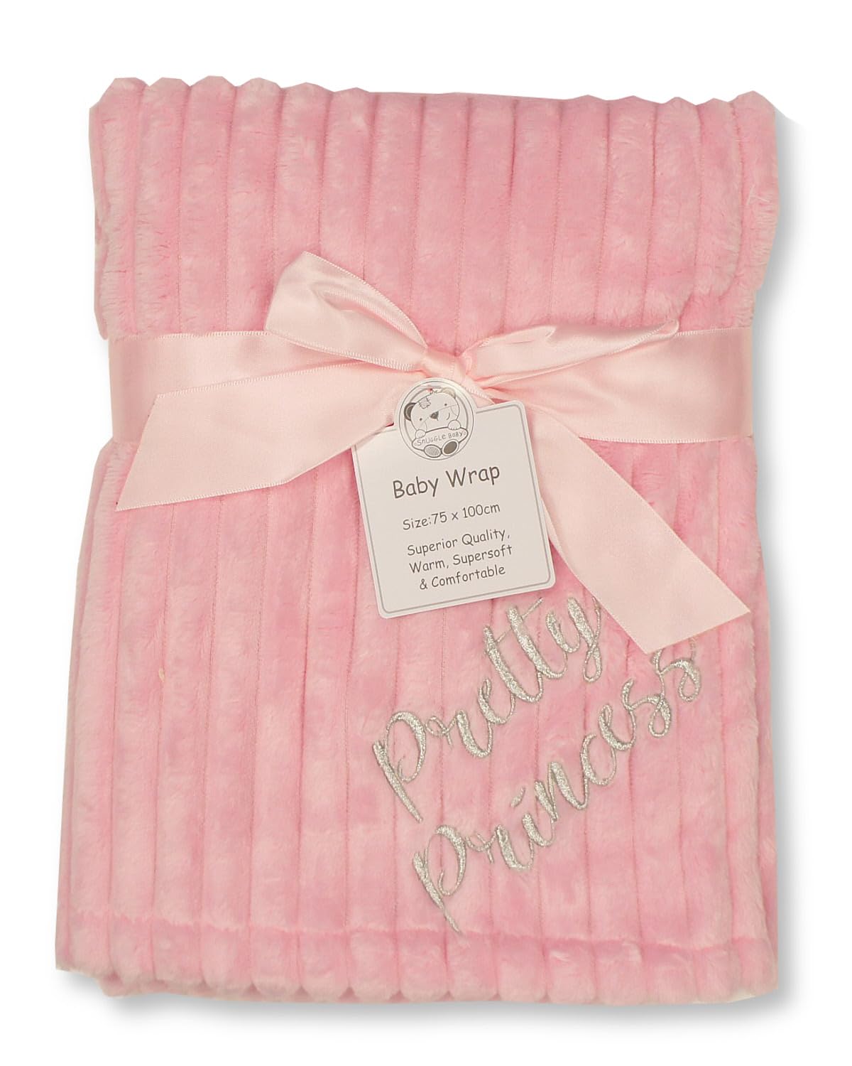 Baby Girls Coral Fleece Stripe Wrap Blanket - Pretty Princess, Pink