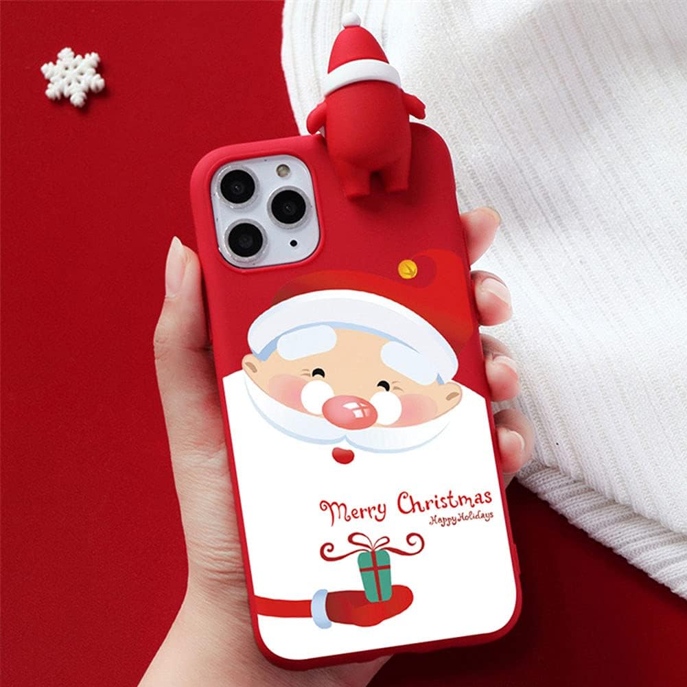 Yiminu.DS Christmas Case Compatible with iPhone 13 Pro Max, Silicone Red Phone Case Slim Protective Back Cover Cute for Girl Women, Cartoon 3D Santa Claus