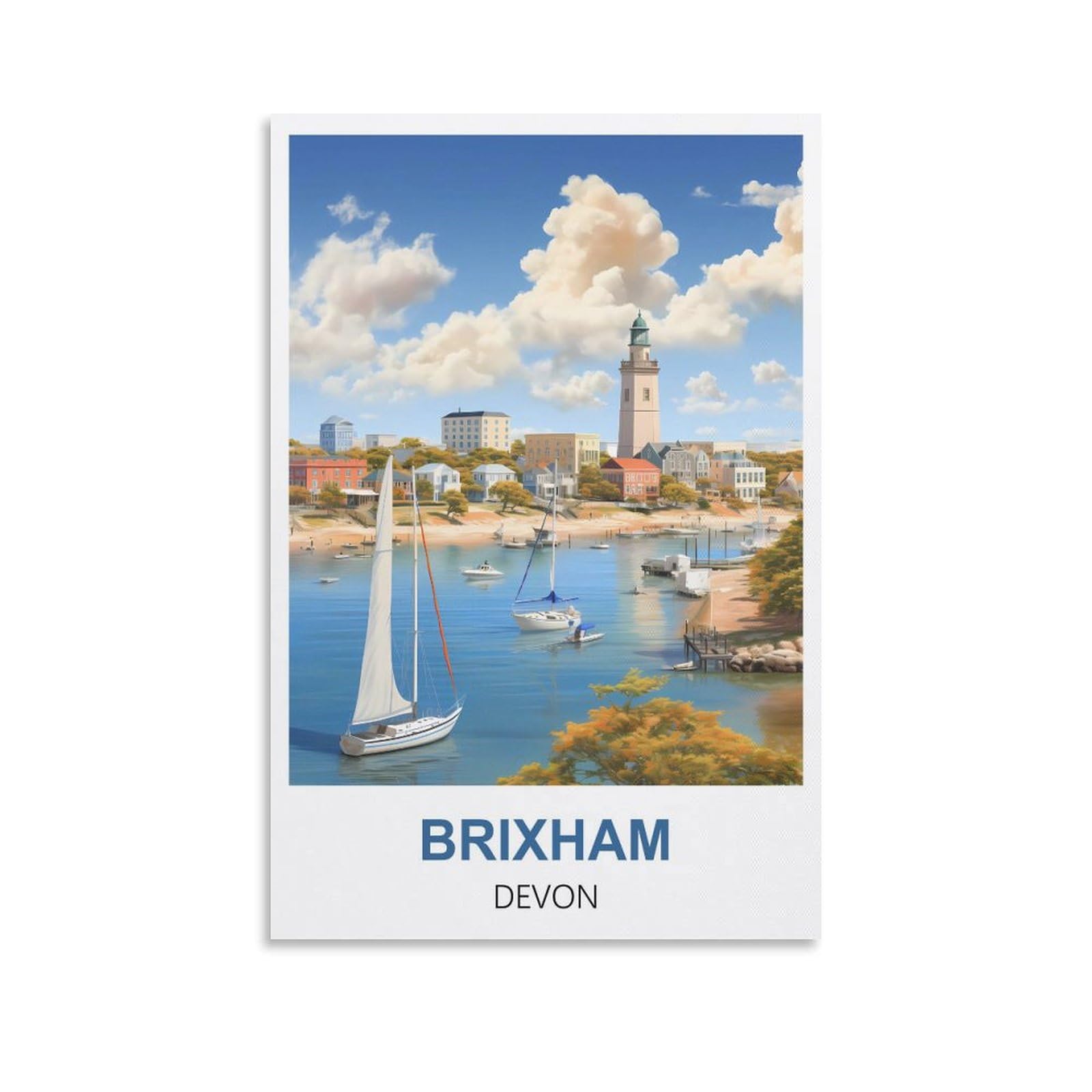 EZMLFA Diamond Painting Kits for Adults,Brixham Devon DIY Diamond Painting Art Kit for Beginners Home Wall Decor Arts and Craft Kits for Adults Kids 40x50cm