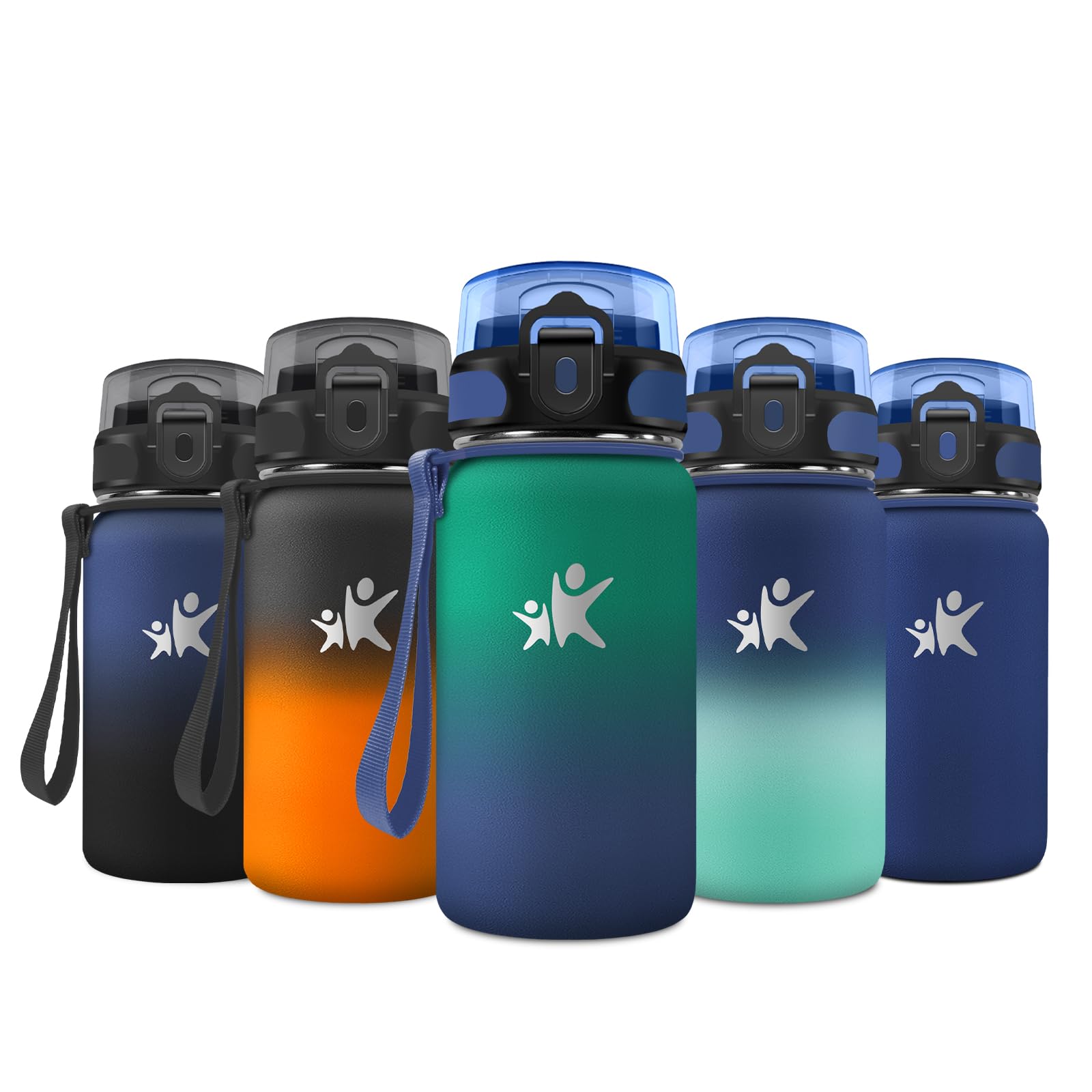500ml Stainless Steel Water Bottle with Straw, Reusable Leak-Proof, BPA-Free, School, Gimnasio