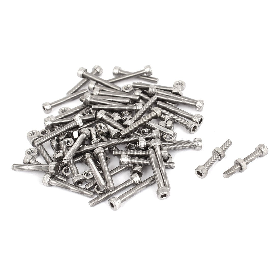 Uxcell Silver Sourcingmap M3x20mm Hex Socket Head Knurled Cap Screws Bolts Nuts Set 50Pcs