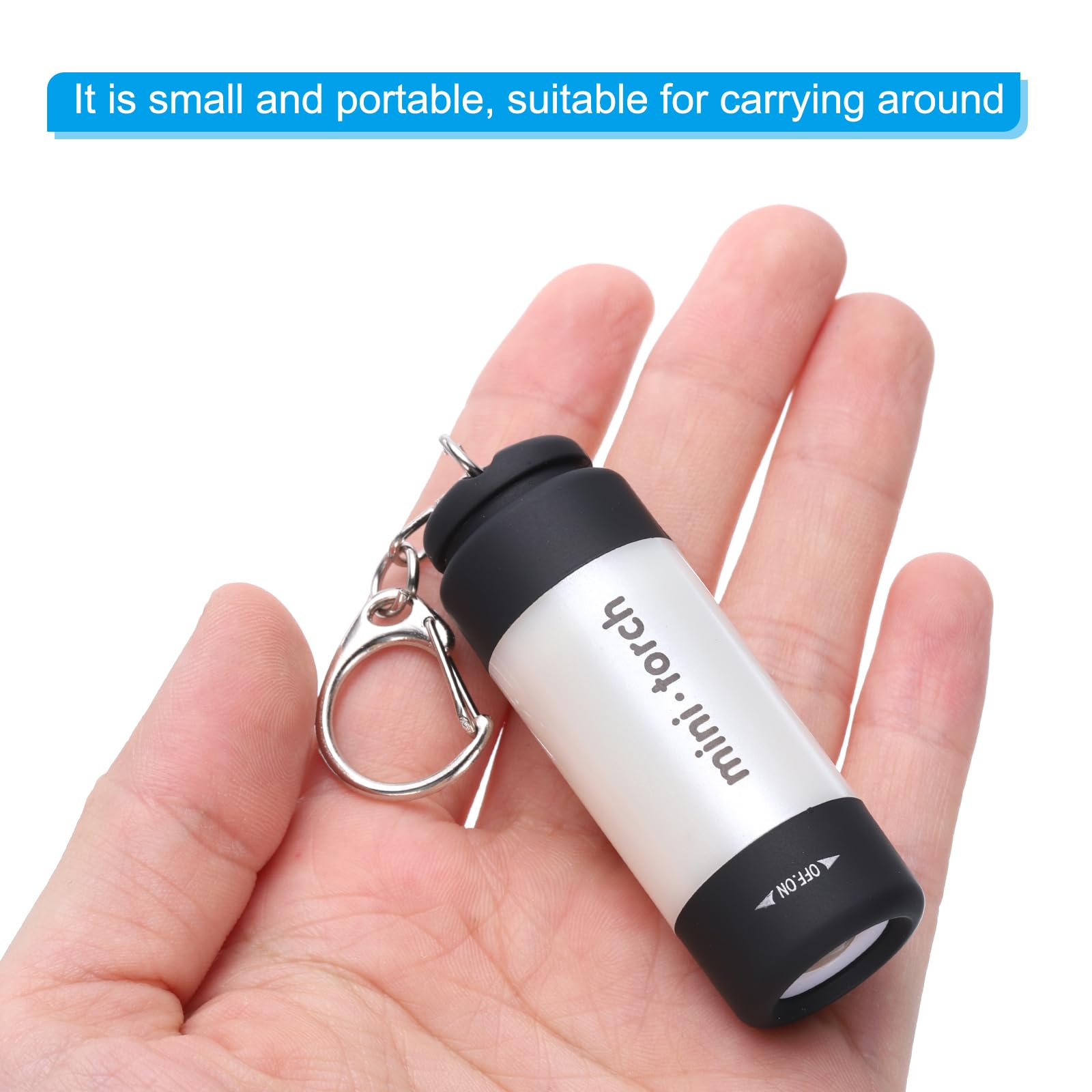PATIKIL 2.56Inch Mini Keychain Flashlight, Pocket LED Flashlight Portable Torch USB Rechargeable for Outdoor Camping Party White - Image 4