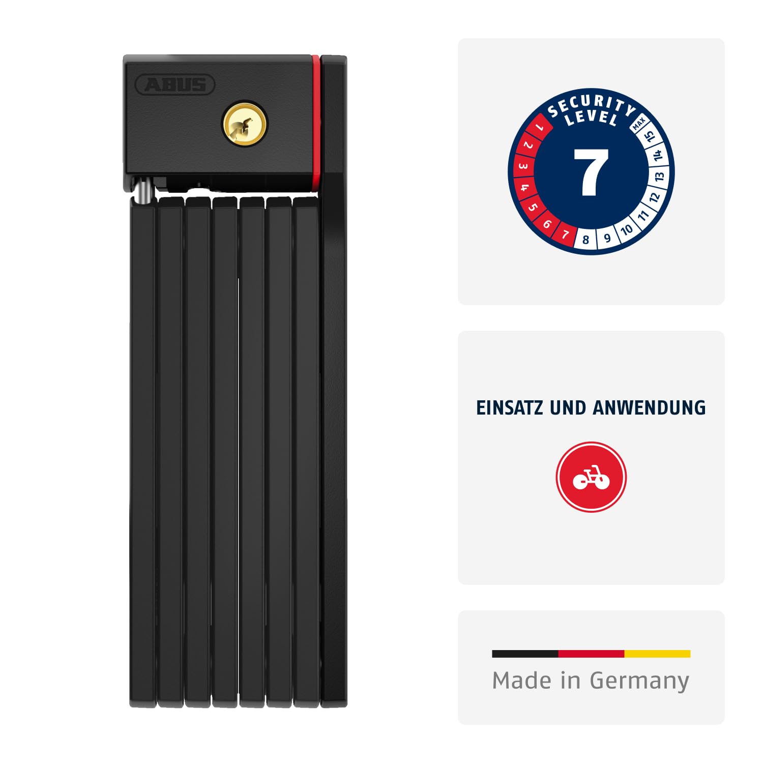 ABUS Faltschloss Bordo uGrip 5700K SH mit Halterung - Fahrradschloss mit 5 mm starken Stäben - ABUS-Sicherheitslevel 7