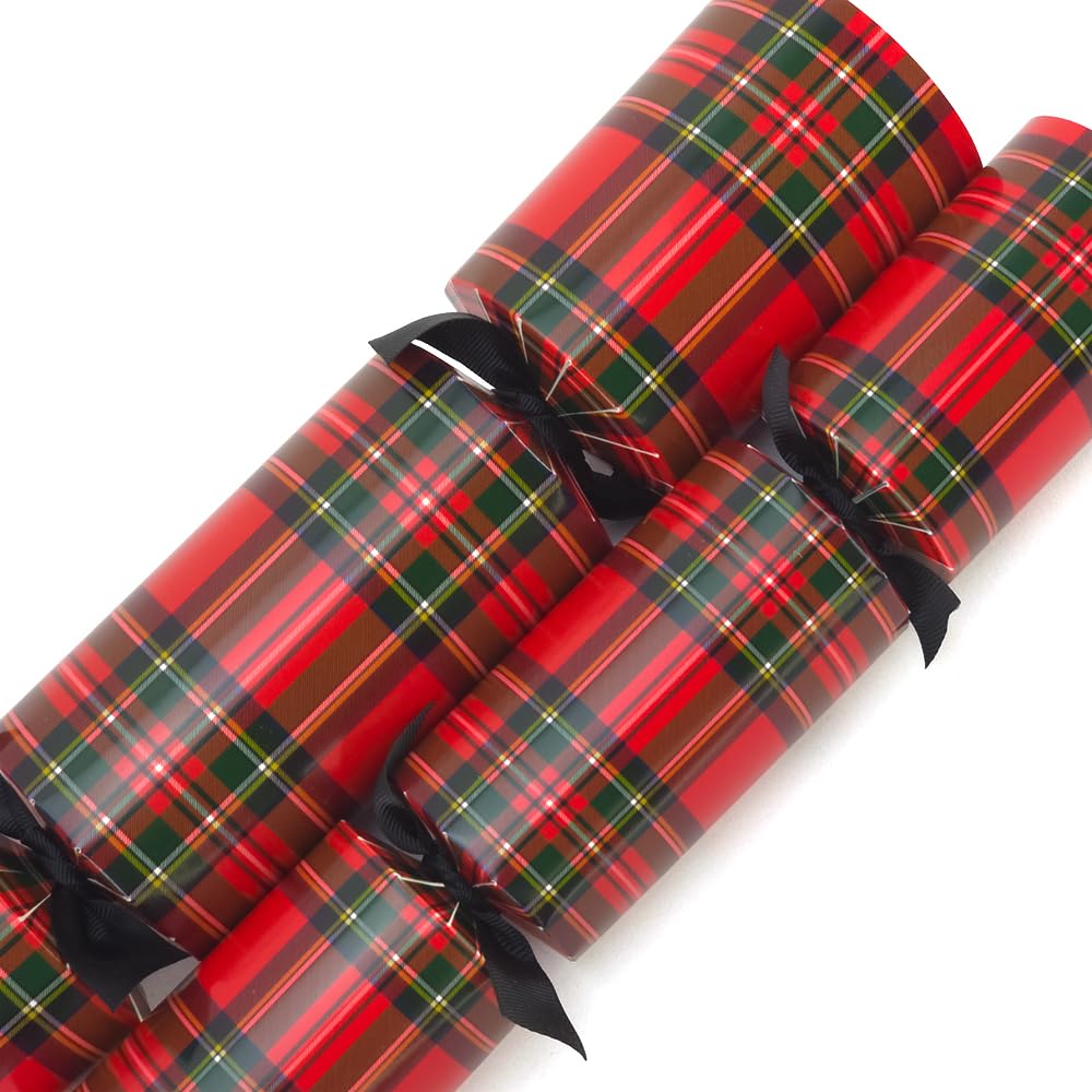 That's Crackers Red Burns Night Tartan | 12 Standard Crackers & Ribbon | Make Your Own