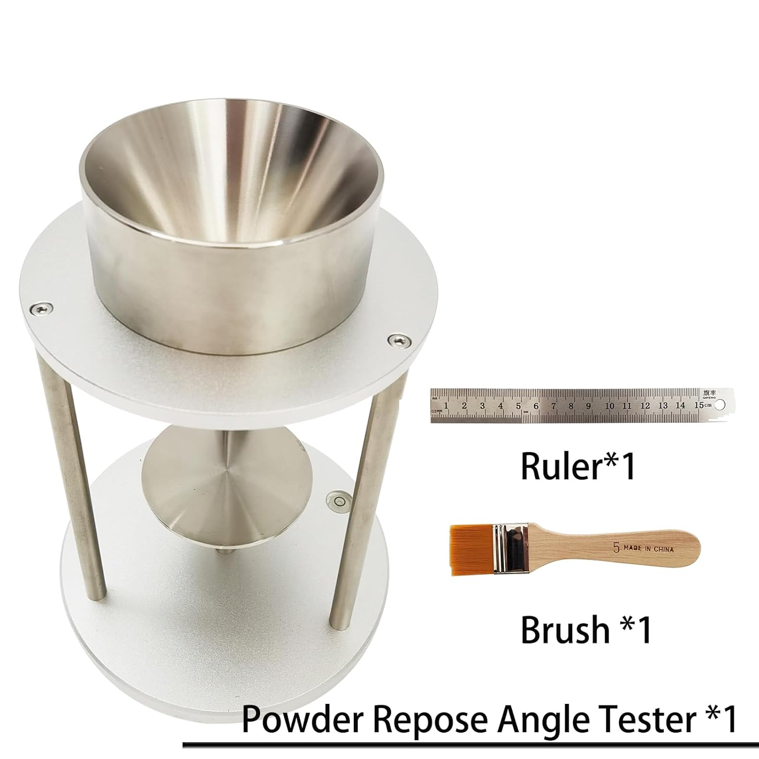 Powder Repose Angle Tester Stainless Steel Dust Repose Angle Tester Measuring Cylinder Capacity 100ml Funnel Outlet Diameter 5mm Repose Angle Tester for Powder Particle
