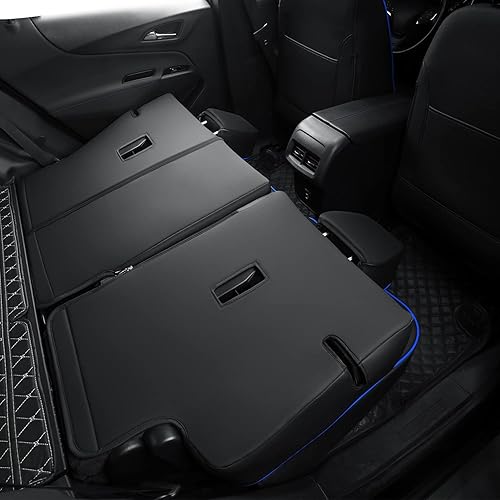 Miniatura 6 de Fundas de asiento de terreno, aptas para GMC Terrain SLE SLT Denali AT4 SL 4dr SUV, piel sintética resistente al agua (juego completo, negro y azul)