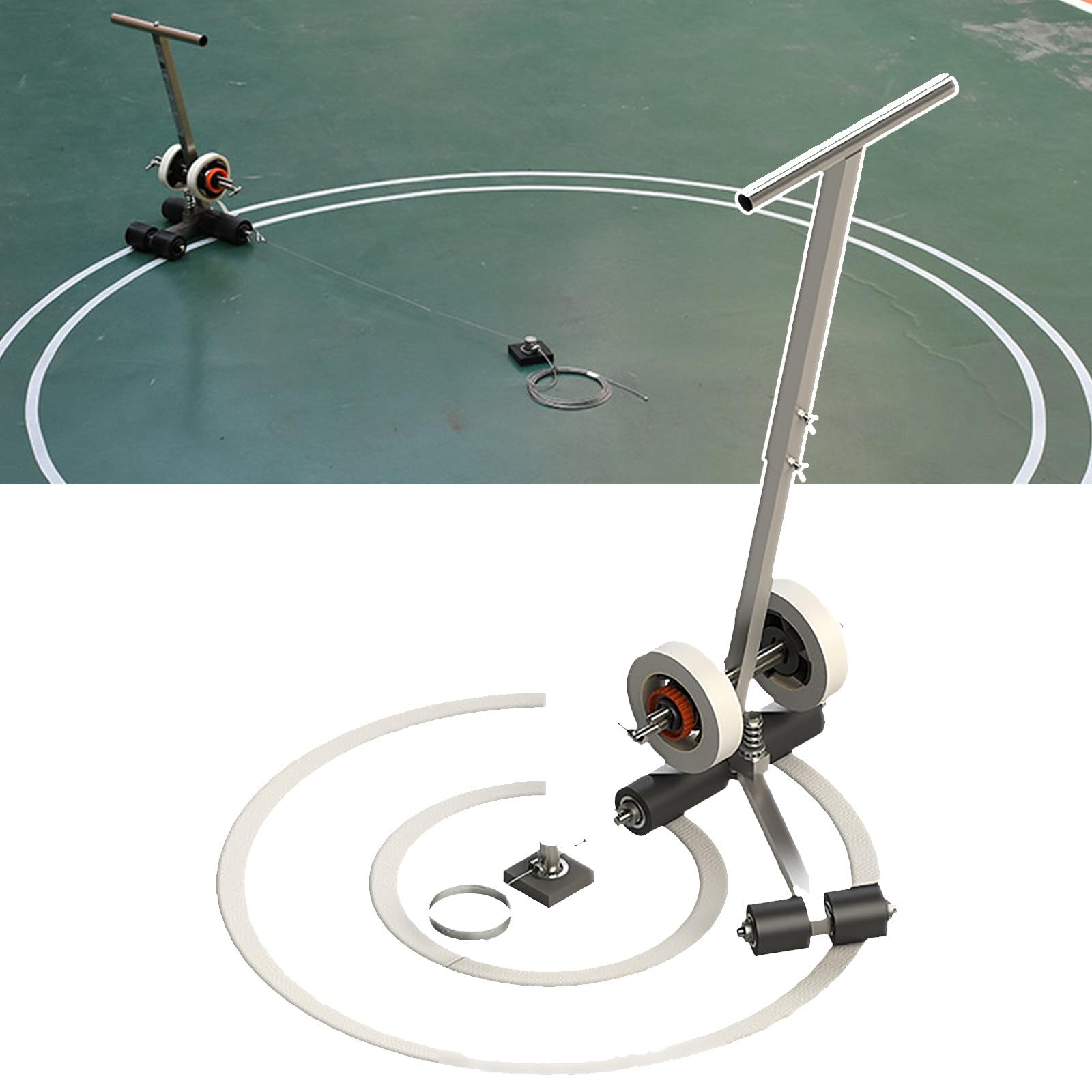 GLETSF Floor Marking Tool with Drawing Circles Kit, Manual Floor Tape Applicator, Playground Line Marking Machines, Adjustable Spacing from 1.57 to 11.02 p,
