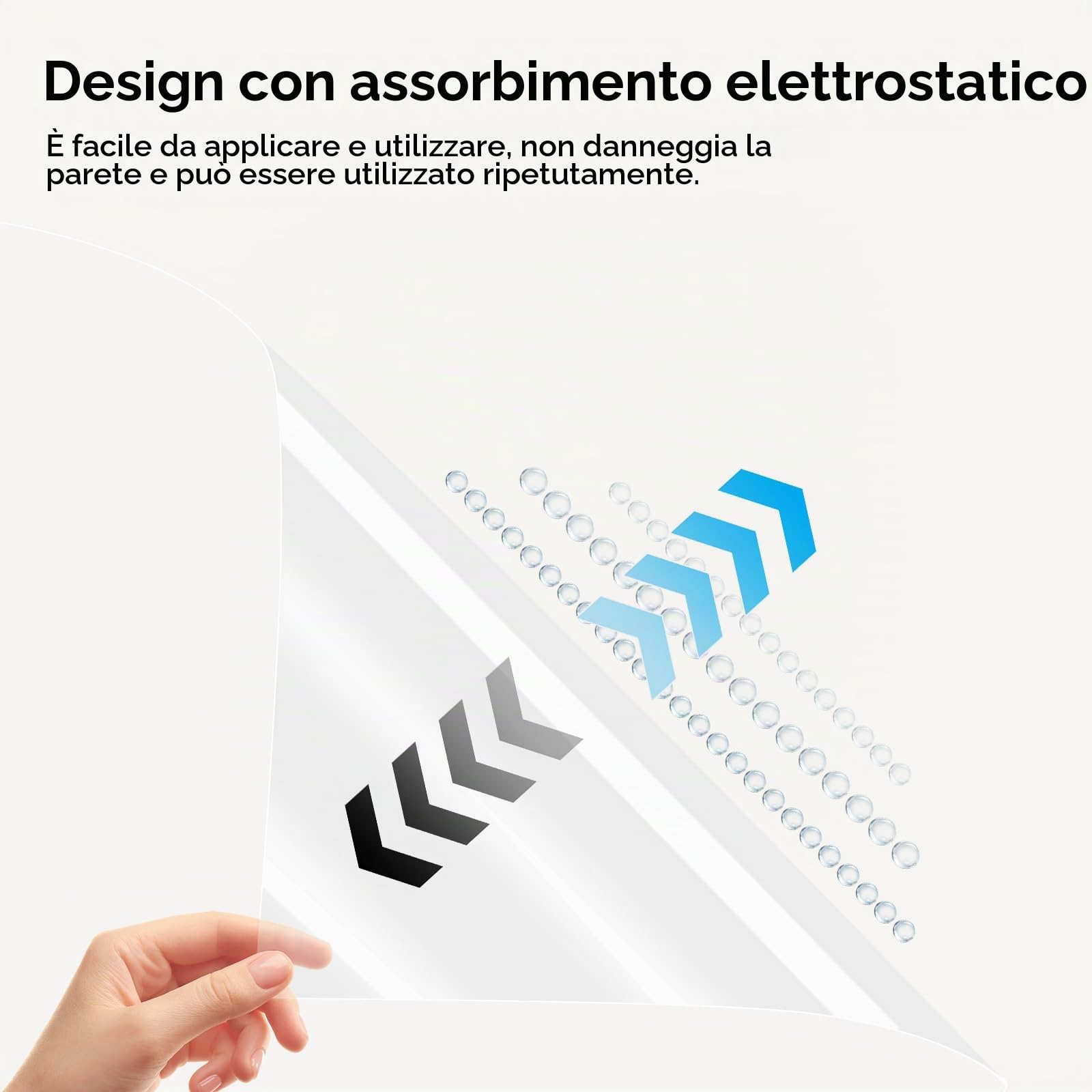 Pellicola Protettiva Elettrostatica per Parete, Pellicola Protettiva Trasparente per Pareti, Carta Adesiva, Pellicole Elettrostatiche Trasparenti Rimovibili per Paraschizzi e Pareti (15,75" X 393")