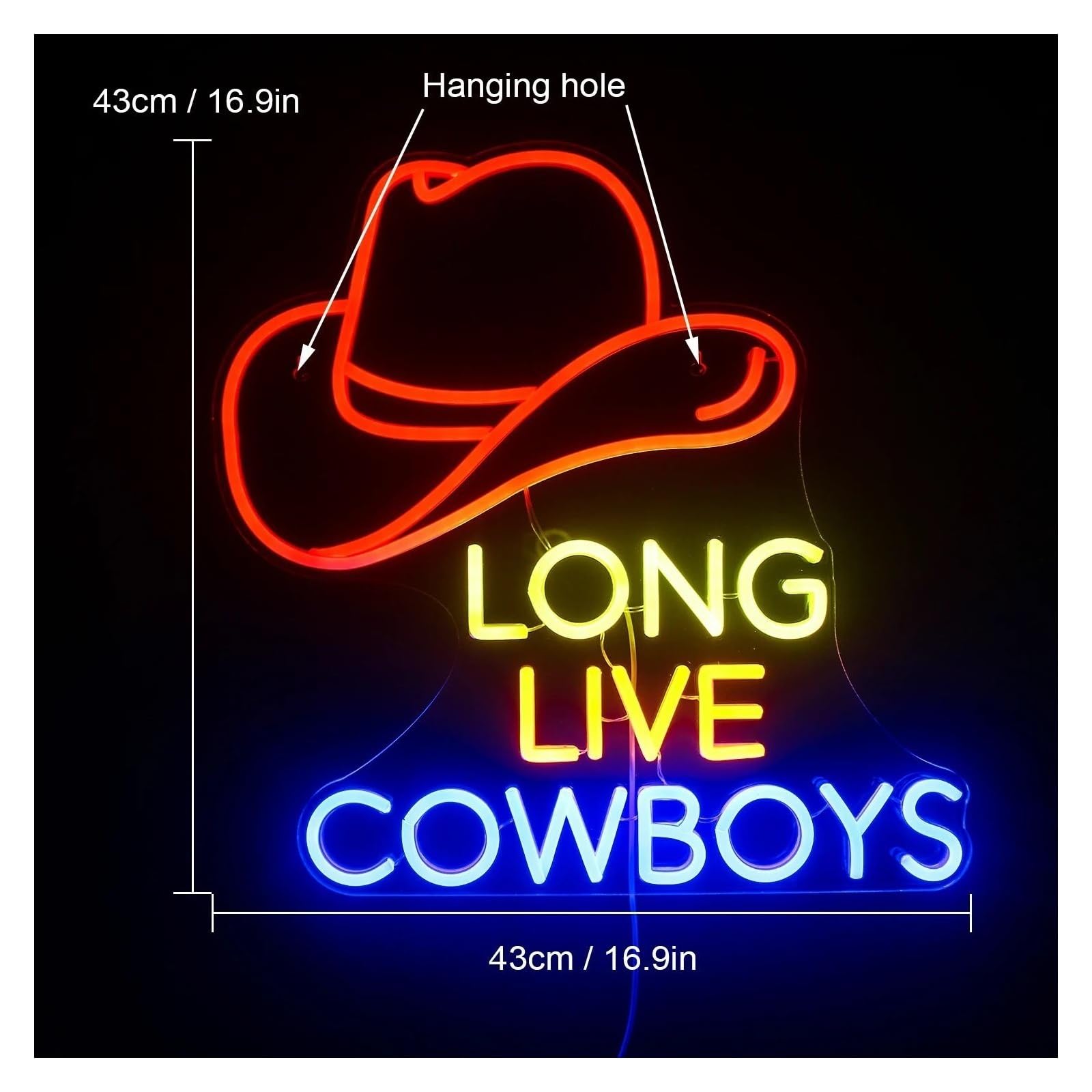lámpara de neón Larga vida a los vaqueros para el letrero de neón luces LED decoración pared para casa restaurante bar para fiesta