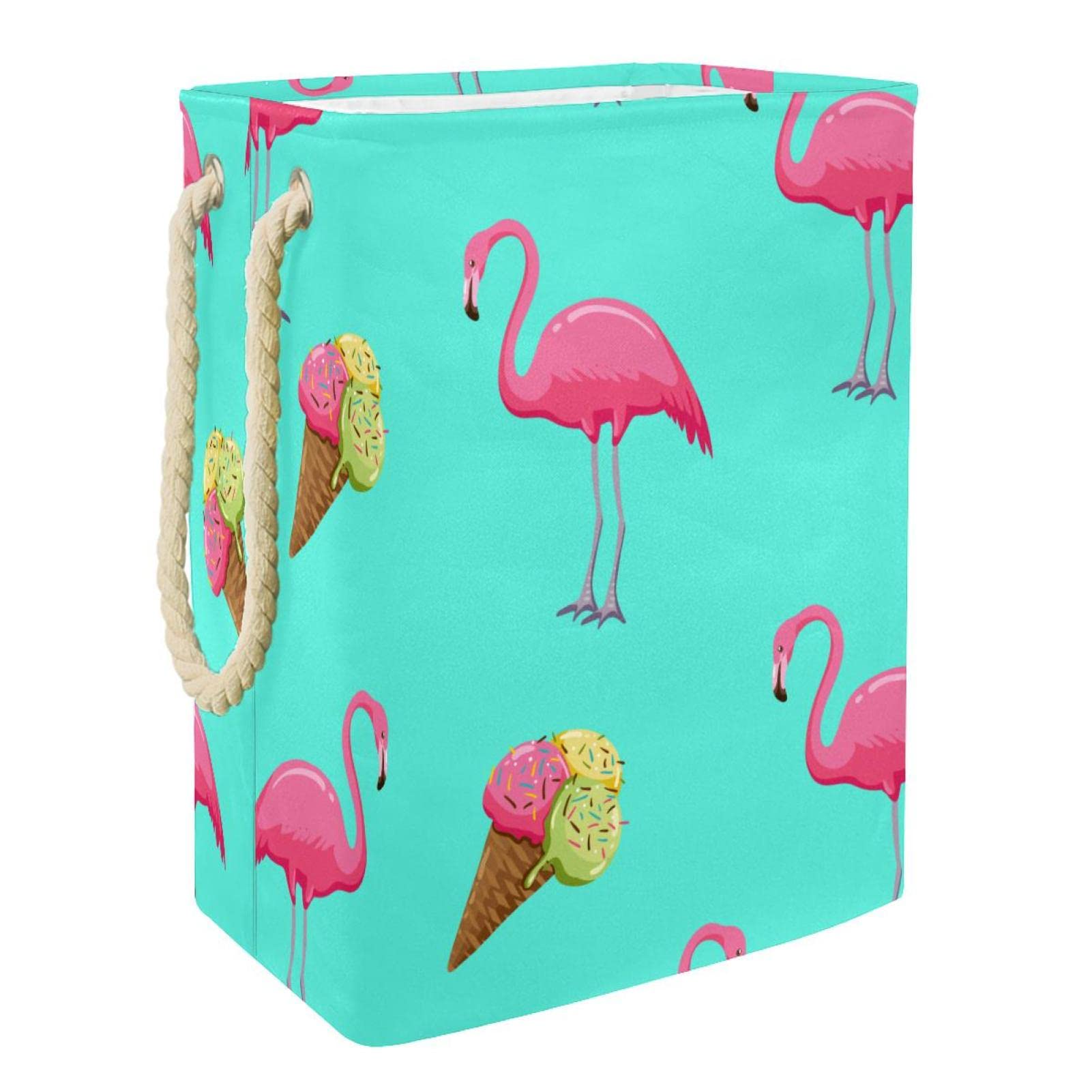 Panier à linge sale pour salle de bain déco exotique flamant rose d'été