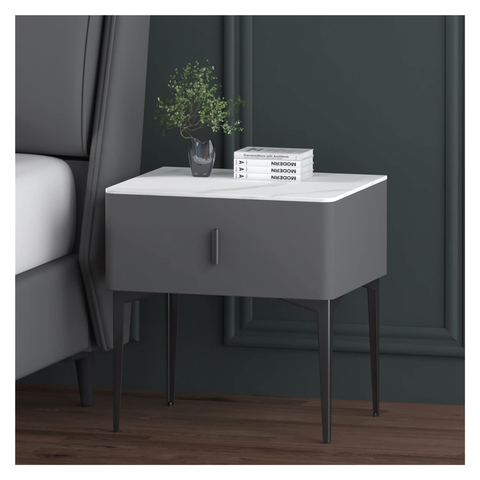 BHGFYXBS Side Tables Bedroom Nordic Fashion Bedside Table Living Room Bedroom Storage Cabinet Marble Countertop Locker With Drawer Bedside Table Bedside Tables,B