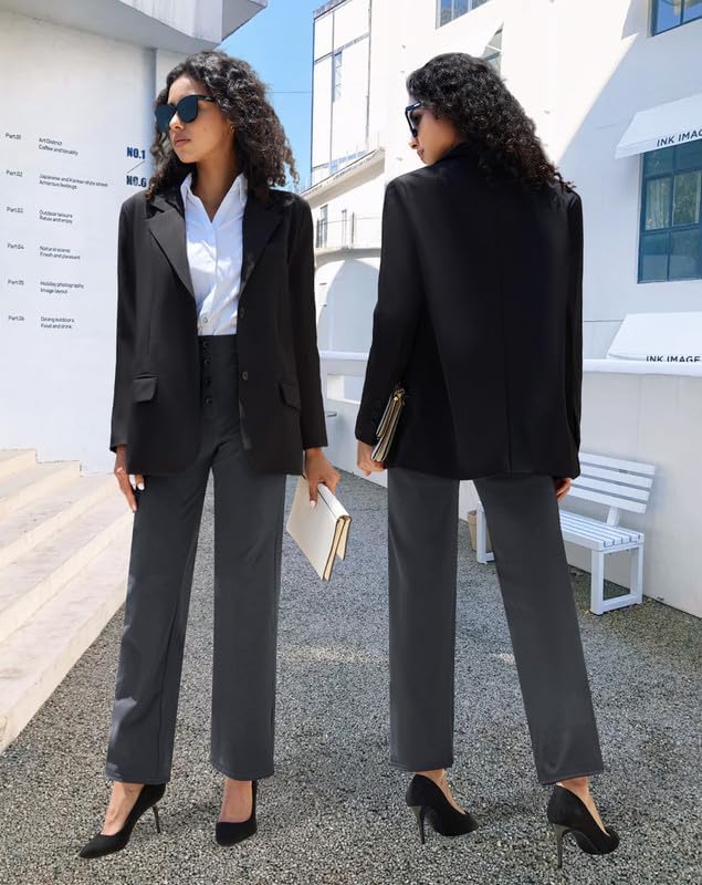 keriffe High Waist Stretchy Womens Dress Pants with Pockets Straight Leg Business Casual Work Trousers Office Slacks - Image 7
