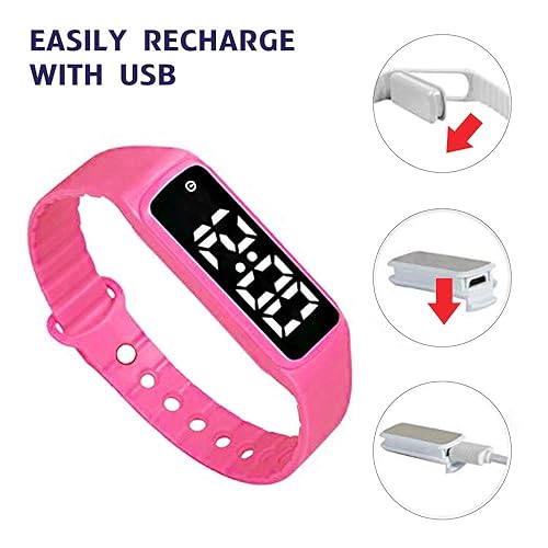 Miniatura 3 de Reloj de entrenamiento para ir al baño - Reloj despertador vibratorio silencioso con temporizador de cuenta regresiva (rojo rosa)