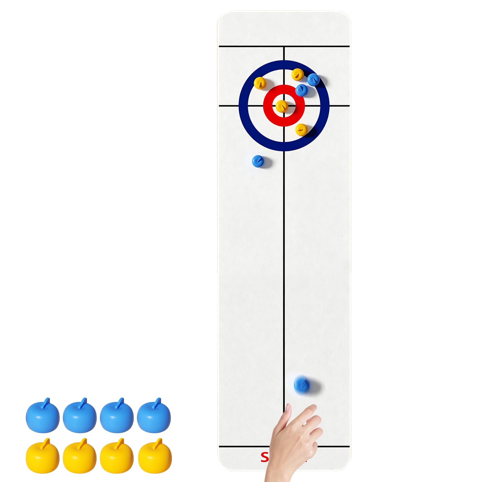 Mini Juego de Curling Mesa, 133 * 28 cm Juego Familiar de Tablero Curling, para Familia Fiesta Oficina Navidad Cumpleaños Interacción Entre Padres e Hijos Adultos y Niños